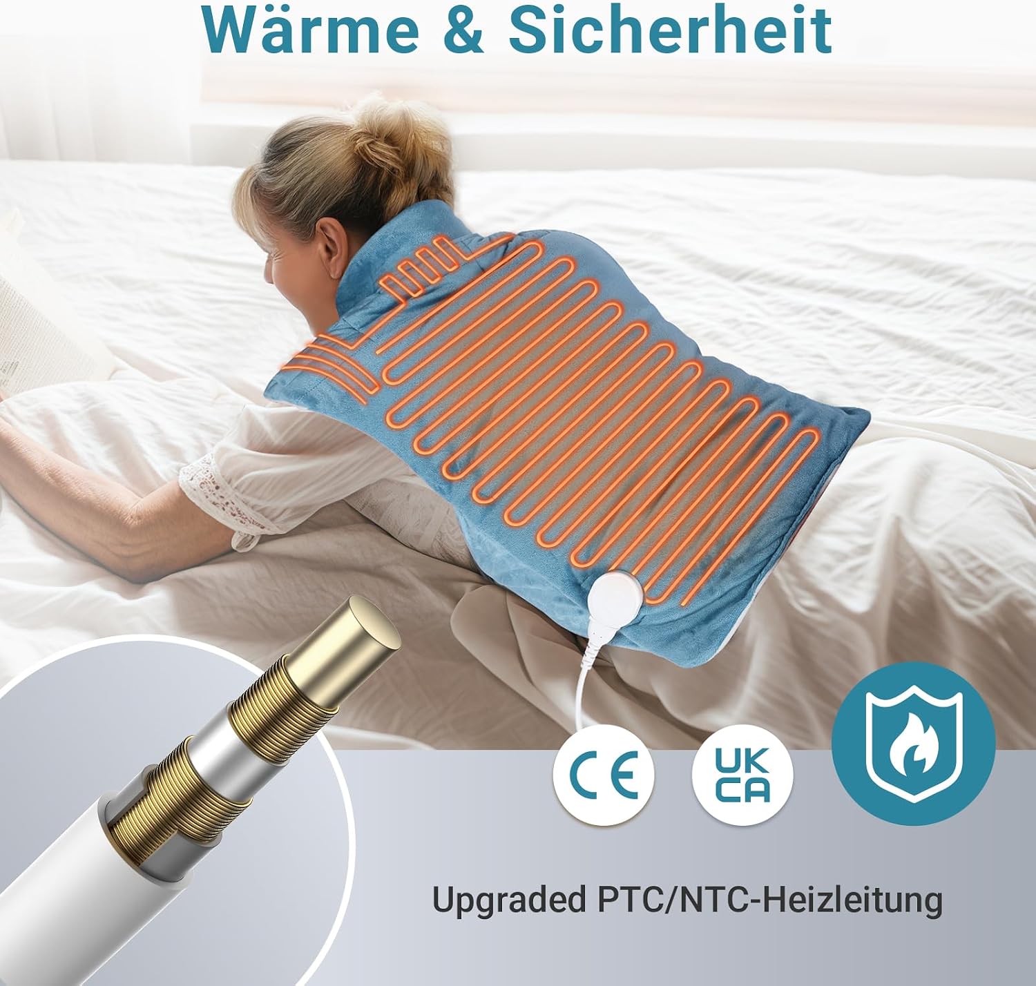 Comfytemp Heizkissen Rücken mit 9 Wärmestufen Schulter-Nacken-Wärmegürtel | 1,1 kg schwerer Rückenwärmer, 0,5–9 Stunden automatische Abschaltung, Nackenwärmer, Wärmekissen, Geschenke für Mütter, Frauen, Mama, Papa – Bild 5