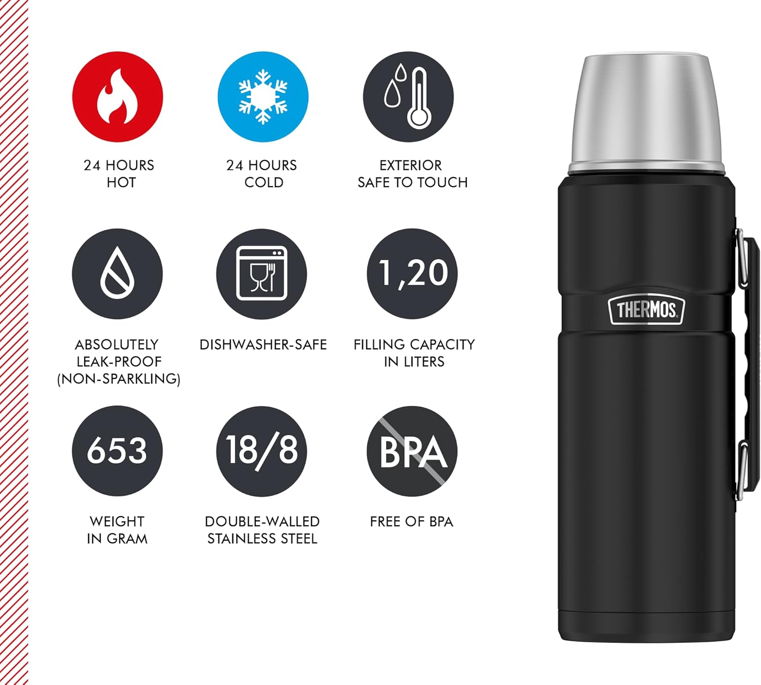 Thermoskanne Edelstahl King, 1,2 L – Bild 5