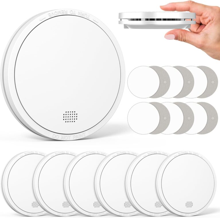 Rauchmelder, 10 Jahre Batterie, mit Magnethalterung, europäische Norm EN14604 geprüft, Feuermelder ohne Bohren, 85 dB, Rauchmelder, 6er-Set