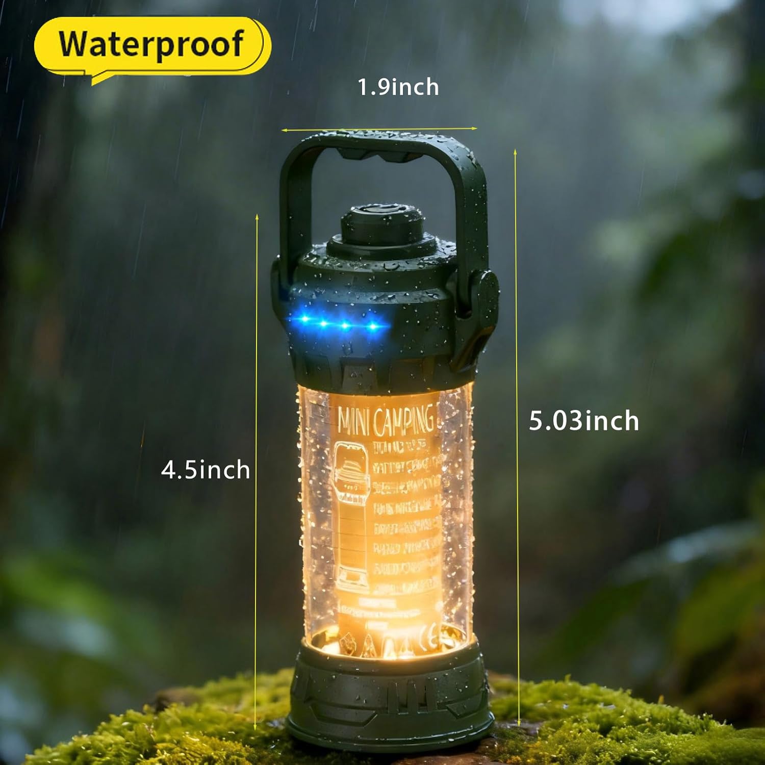 Wiederaufladbare LED-Campinglampe, Akku-Campinglaterne mit Haken, 5 Lichtmodi & Signalblitz, wasserdichte Außenlampe für Camping, Wandern, Angeln, Notfalllampe – Bild 5