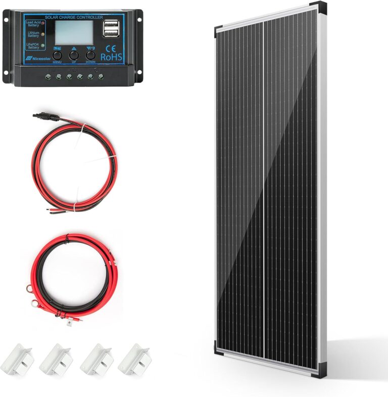 Nicesolar 100W Solarpanel 12V Monokristallines Solarpanel Kit, 100 Watt Solarpanel mit 20A Laderegler für netzunabhängige 12 Volt Energieladung für Wohnmobil, Boot, Wohnwagen, Haushalt