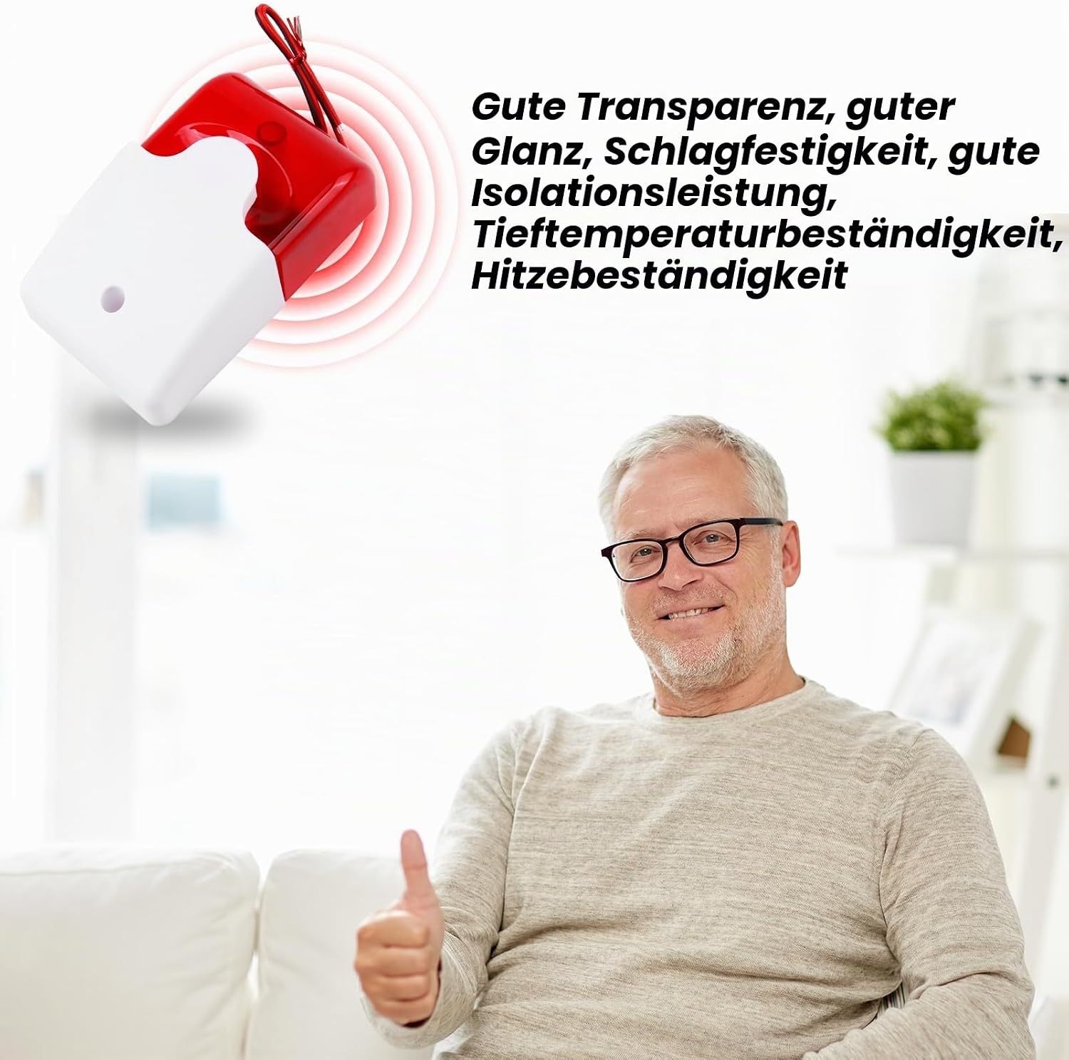 Ton-Licht-Alarm-Blinklicht, Sicherheitswarnleuchte mit Ton- und Lichtalarm, 110-dB-Sirene, 150-mal/min blinkend, schlagfest, für Außenbereiche wie Baustellen und Straßenkreuzungen, 220 V – Bild 5
