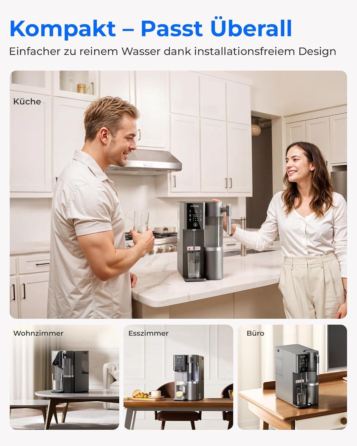 (Mineralisiertes) Waterdrop WD-A2G Arbeitsplatten-Umkehrosmosesystem, Heiß- und Kalt-RO, tragbarer Reinwassertank, flaschenloser Wasserspender, 6 Temperaturen, 3:1 Rein-/Abwasser – Bild 6