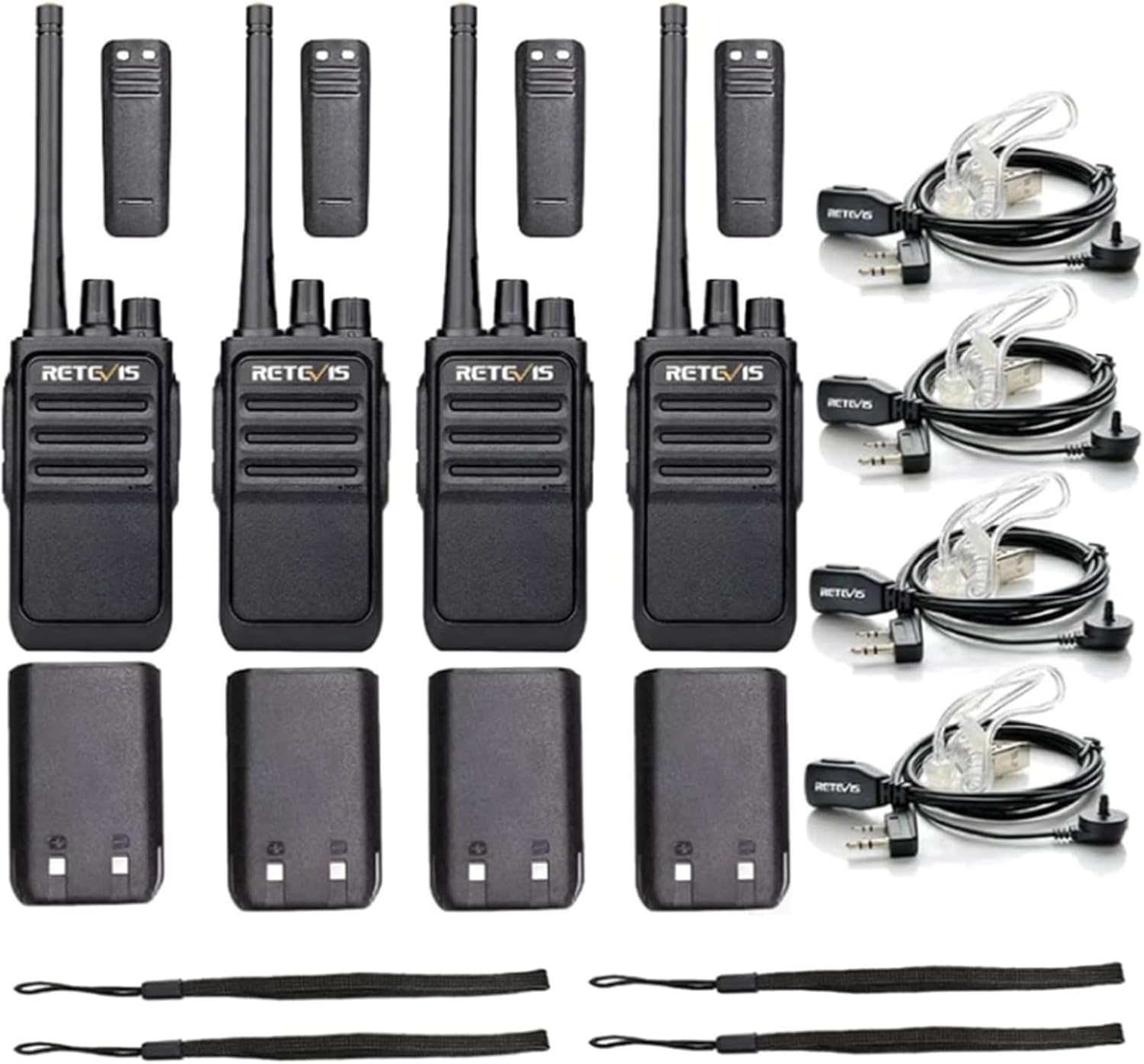 Retevis RT617 Walkie Talkie, PMR-Funkgerät mit Headset, lizenzfreie Funkgeräte, große Reichweite, 16 Kanäle, VOX, Walkie Talkie für Erwachsene, Polizei, Baustelle (schwarz, 4 Stück) – Bild 7