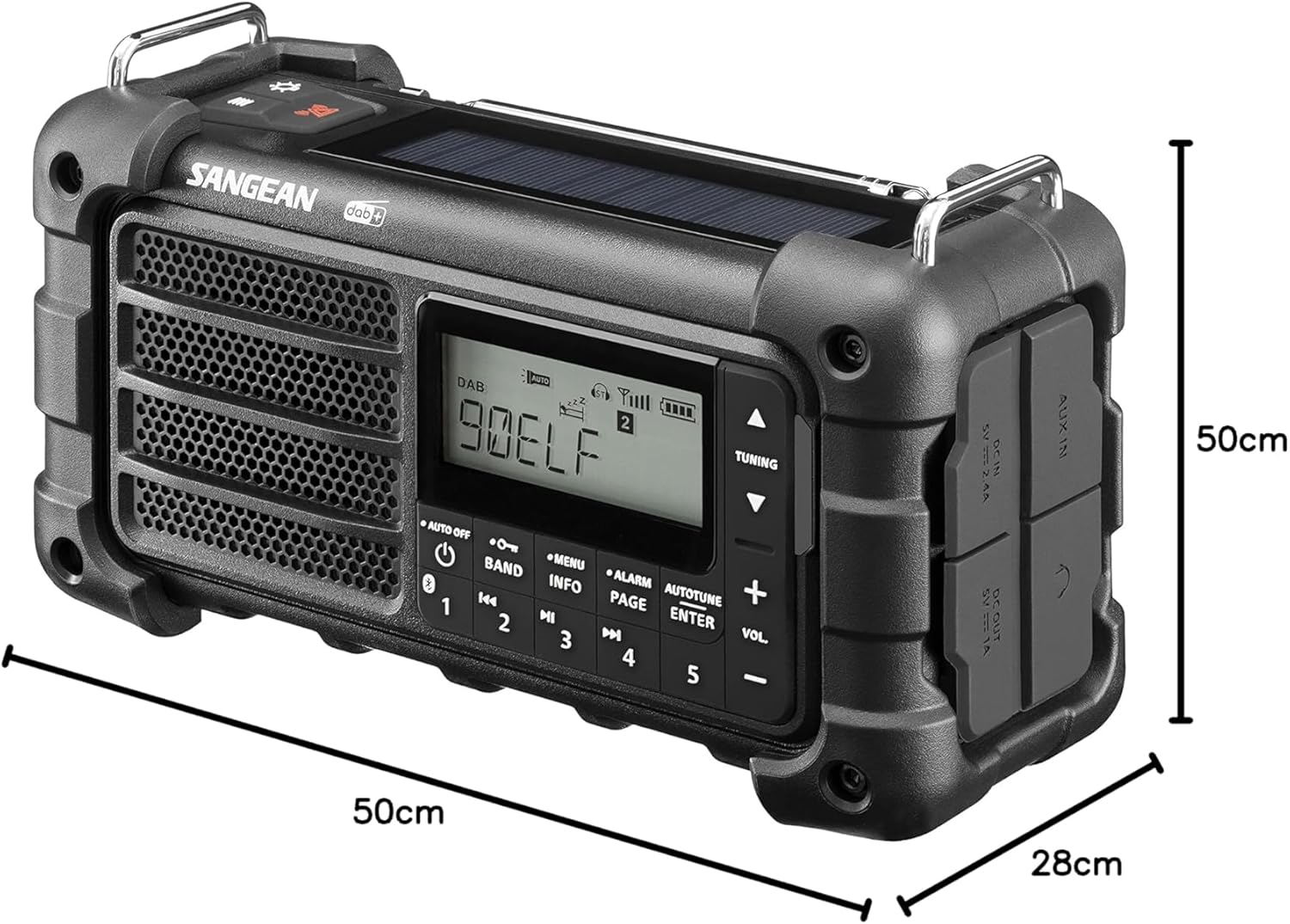 Sangean MMR-99 DAB Multifunktions-Notfallradio mit Handkurbel, DAB+, UKW-RDS, Bluetooth, LED-Taschenlampe und IP55-Zertifizierung, ideal für Outdoor, Camping und Notfälle, Mitternachtsschwarz – Bild 10