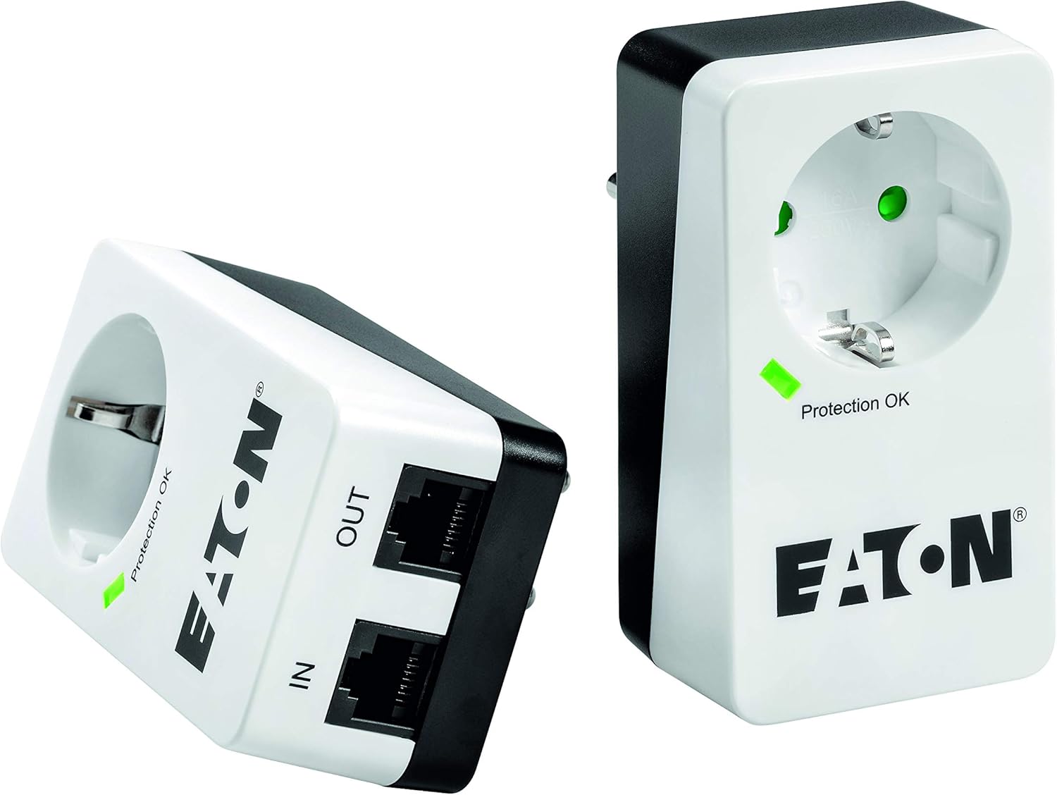 Eaton Protection Box – Überspannungsschutz 1 Tel DIN – PB1TD – 10 A, 1× Schuko + RJ11 Telefon/Internet, LED-Anzeige – Schwarz (B07WK32SHY) – Bild 2