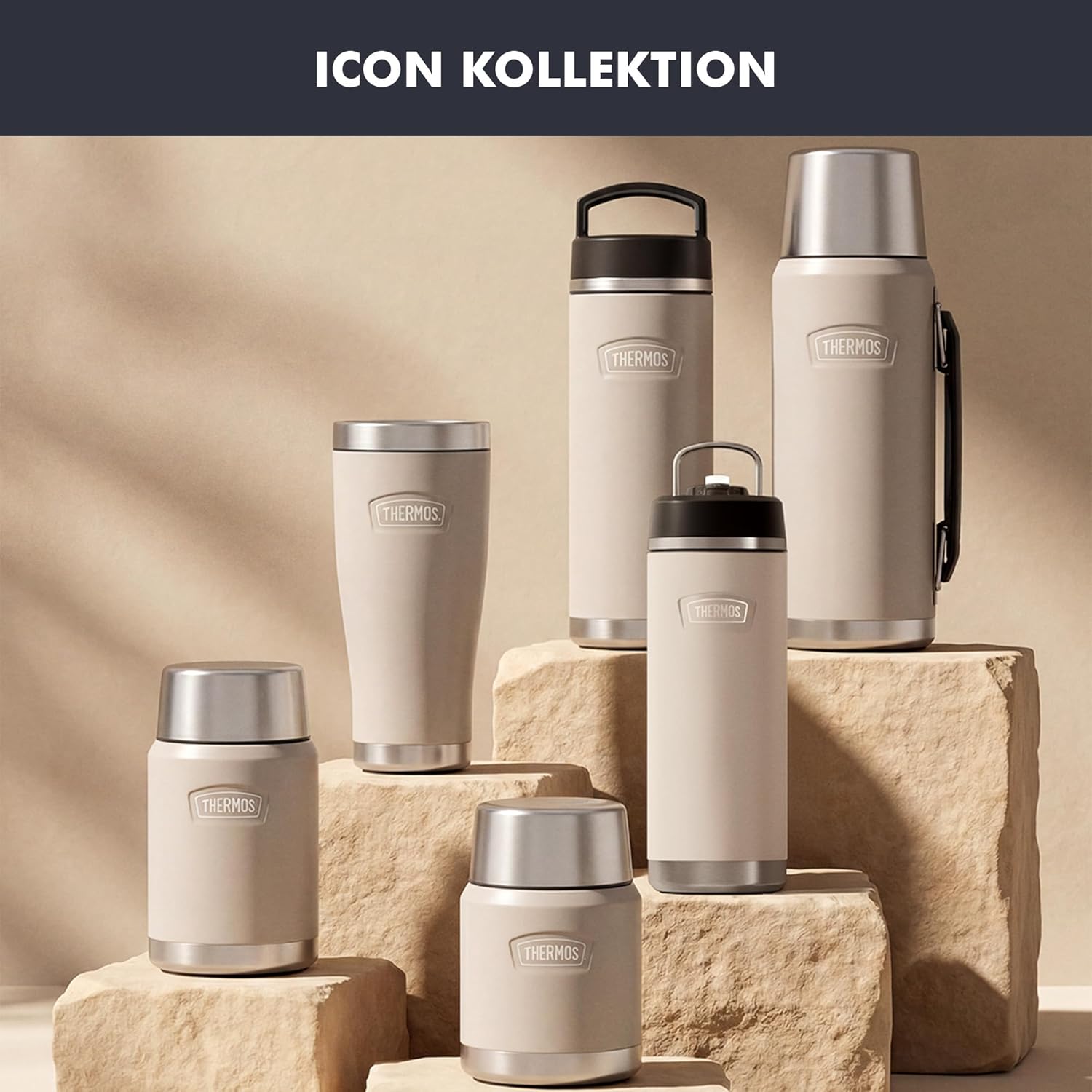 Thermos ICON Thermo-Speisebehälter Beige 0,47 L – Hält Speisen 10 Stunden heiß & 24 Stunden kalt, Edelstahl, absolut auslaufsicher, mit Klapplöffel, BPA-frei – Bild 8