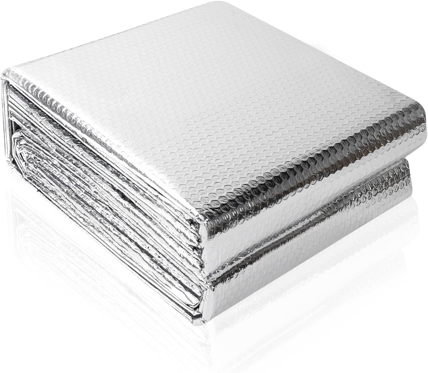 Aluminisierte Isolierfolie, 60 cm x 5 m, 3 mm dicke Isolierung, doppelseitige Aluminium-Luftpolsterfolie mit 12 Klebestreifen, Kühlerreflexionsfolie für Fahrzeuge, Dächer, Fenster