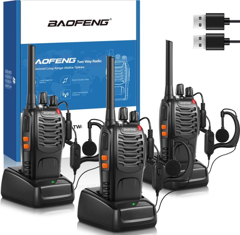 Professionelle Walkie-Talkies für Erwachsene mit großer Reichweite, wiederaufladbaren Batterien, 16-Kanal-Radio, USB-Ladegerät und Handheld mit VOX (Schwarz, 3er-Pack)