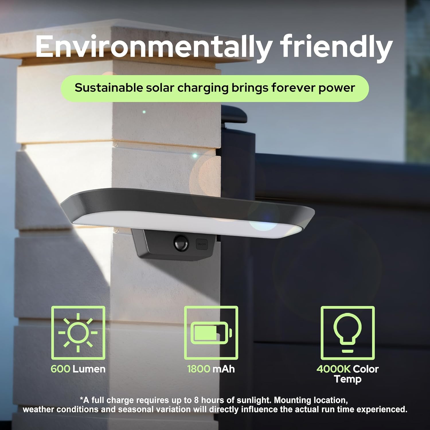 auralab Solarleuchten für den Außenbereich mit 3 Stufen Bewegungsmelder, LED Außenlampe wasserdicht, Dämmerungssensor, 4000K ovale Außenleuchte für Eingang, Vorgarten, Garage und Garten, weiß – Bild 2