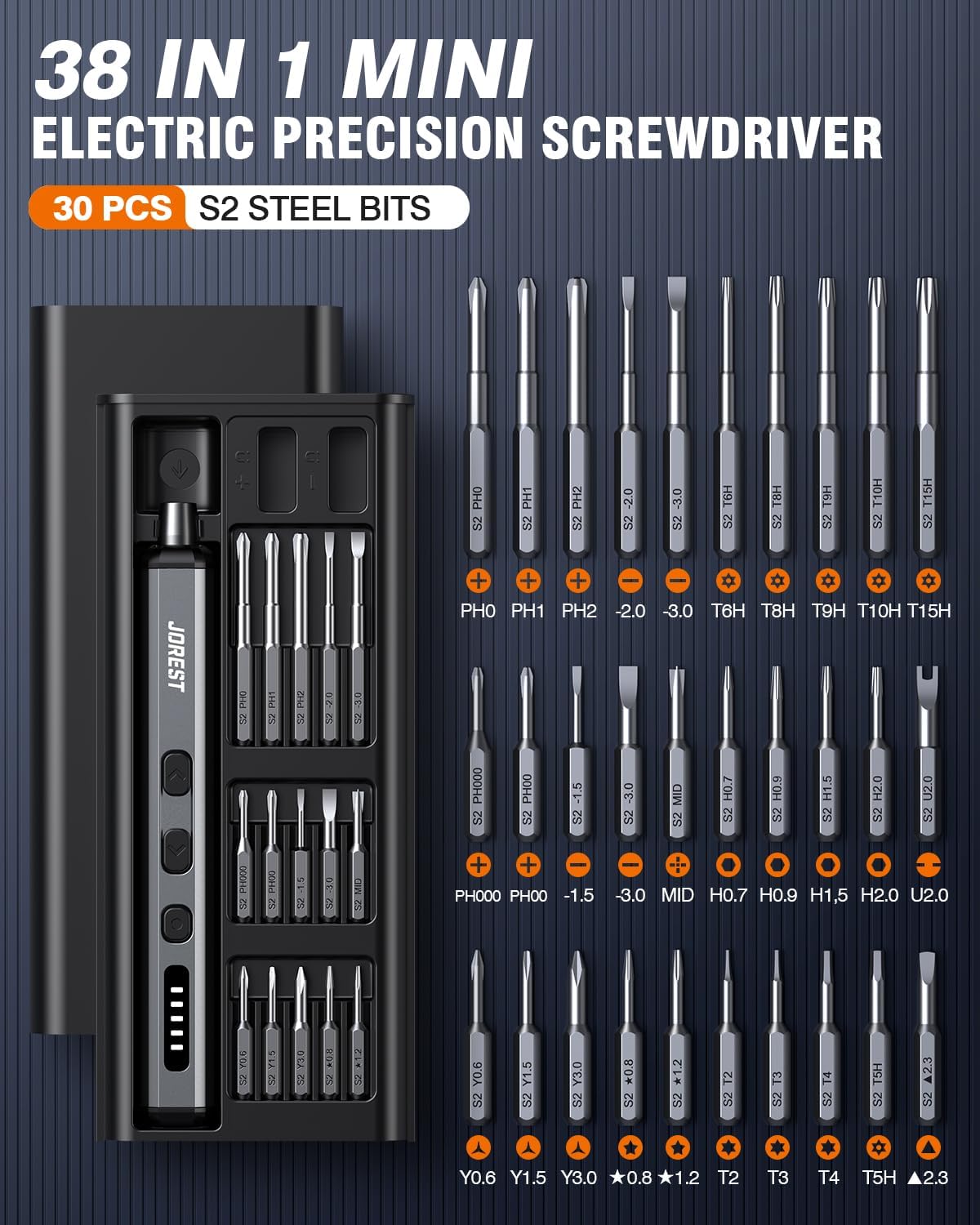 JOREST Mini-Elektro-Schraubendreher-Set, 38-in-1 magnetisches Präzisions-Schraubendreher-Set, Reparaturwerkzeug-Set für iPhones, Laptops, Drohnen, Geschenke für Männer, Geburtstagsgeschenk für Papa – Bild 8