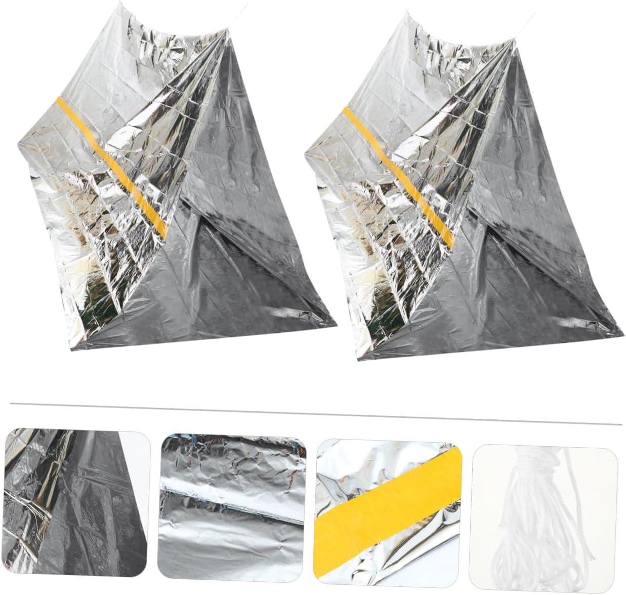 BESPORTBLE Notunterkunft Einweg 2 Stück Silber mit isolierendem Wärmeschutz und robustem Material für Camping Wandern und Radfahren Kompaktes leichtes Design für einfache Handhabung – Bild 9