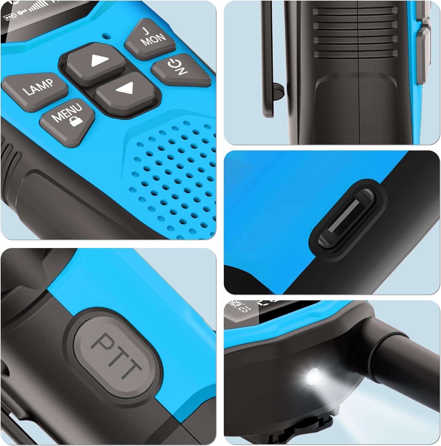 Walkie Talkie 4er Set, NXGKET Walkie Talkies Wiederaufladbar für Erwachsene Kinder Radios, Walki Talki mit großer Reichweite 5 km mit Li-Ionen-Akku, Walkie Talkies VOX Taschenlampe für Outdoor, Camping, Wandern – Bild 8