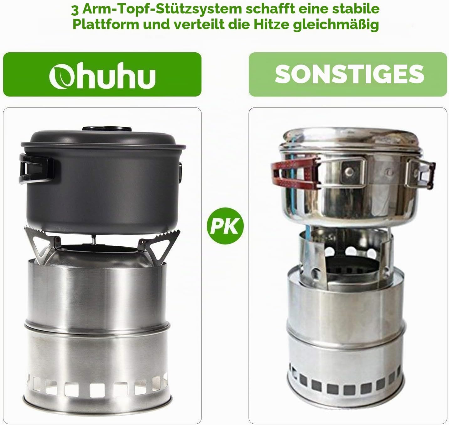 Hobo-Kocher, Camping-Outdoor-Kocher, Holzofen, Edelstahl, mit Tragetasche für Grill, Picknick, Wandern, Reisen – Bild 8
