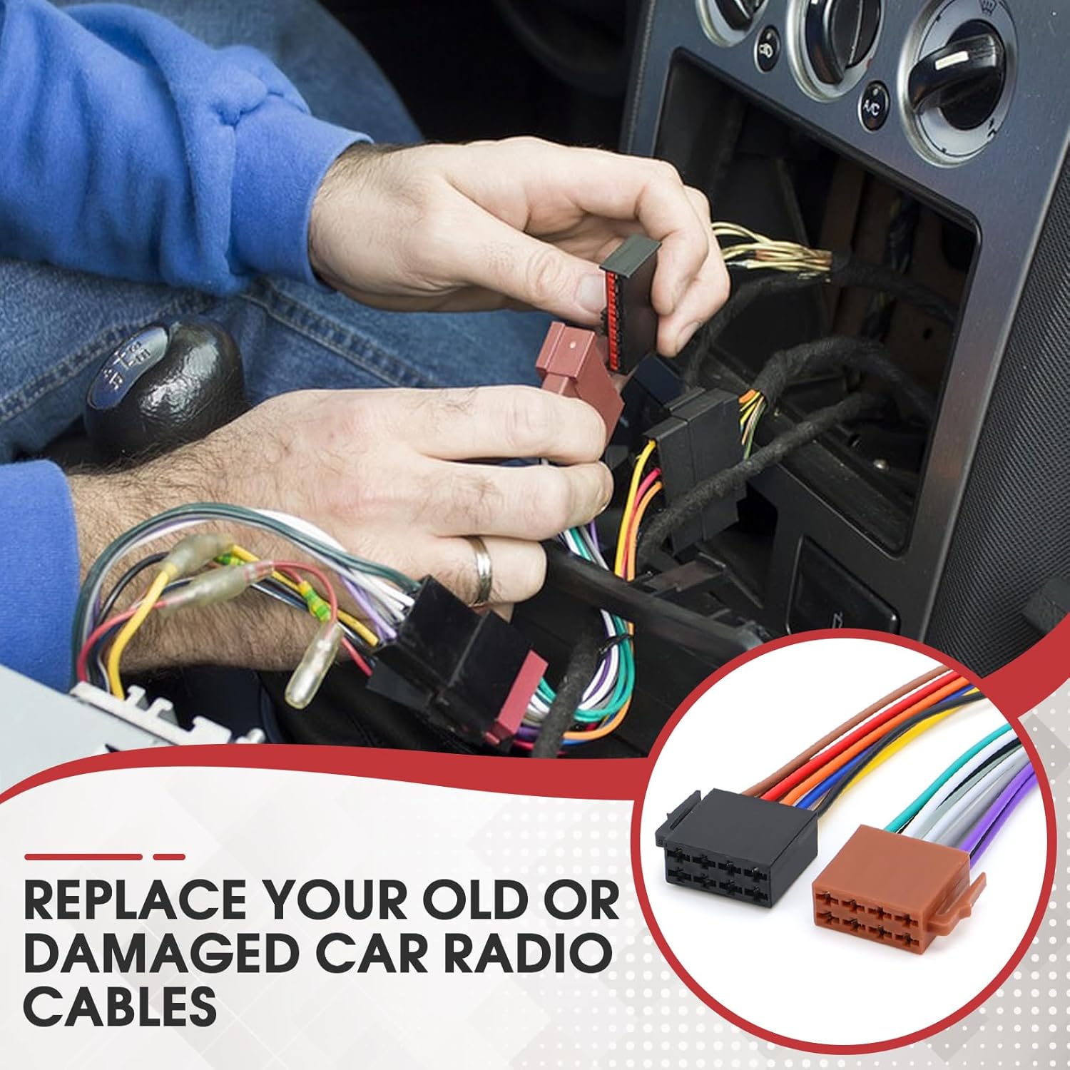 Rierousy DIN ISO 16 Pin Adapterkabel für Autoradio, ISO Stecker auf offene Kabelenden, Autoradio Anschlusskabel kompatibel mit VW Fahrzeugen – Bild 6