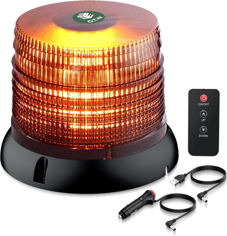 EYPINS Rotierender Akku mit Fernbedienung, 12V 24V Warnlicht Auto Gelb, 6 Blinkmuster Wiederaufladbares LED-Blitzlicht mit magnetischem Saugnapf, Warnlicht Auto für Traktor, PKW, LKW, SUV, Blendfreies Gehäuse