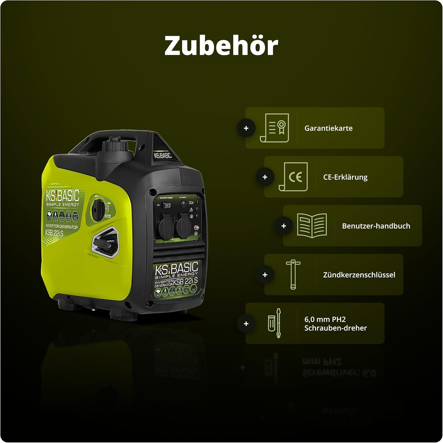 K&S BASIC KSB 22i S Inverter-Generator, Stromerzeuger 2000 W, elektronische Umwandlung, leiser leichter Benzin-Notstromgenerator, Euro-V-Motor, 2 x 16 A (230 V) Steckdosen, ECON-Modus, Schallschutzgehäuse – Bild 9