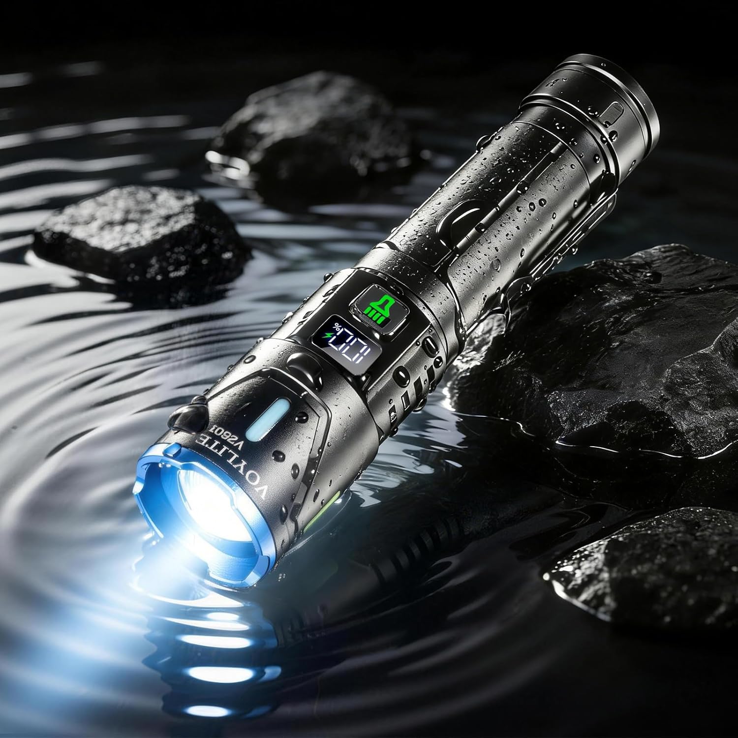 Taschenlampe LED wiederaufladbar, 2er-Pack, 1000.000 Lumen, extrem hell, bis zu 1500 m Reichweite, 3 Lichtmodi & zoombar, IPX7 wasserdicht, taktische LED-Taschenlampe für Camping/Outdoor/Wandern – Bild 7