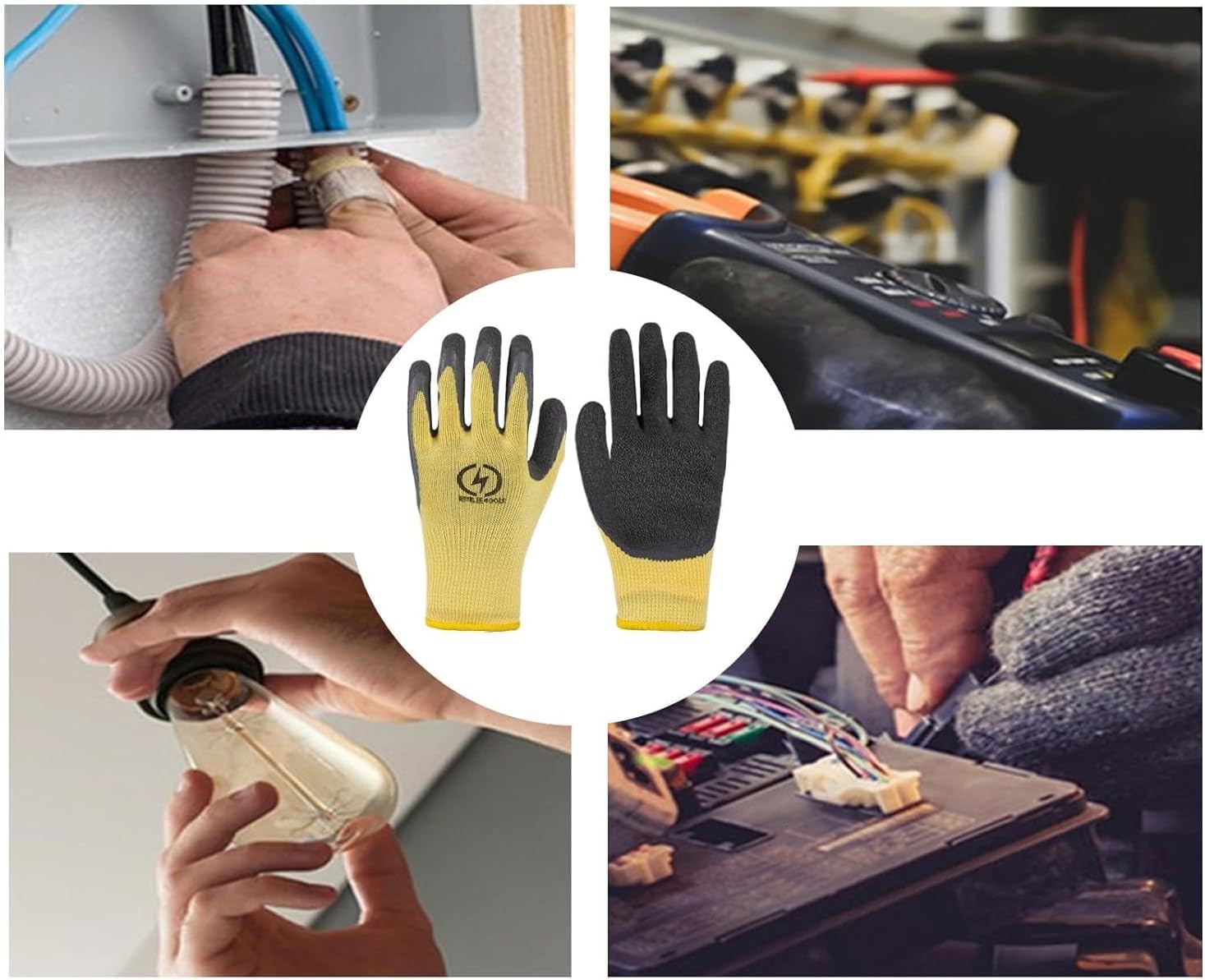 YANGWEN Elektrikerhandschuhe 400 V – isolierende und flammhemmende Arbeitshandschuhe mit Nylongewebe – rutschfeste Textur für elektrische Wartung, Installation und Reparatur – Bild 4