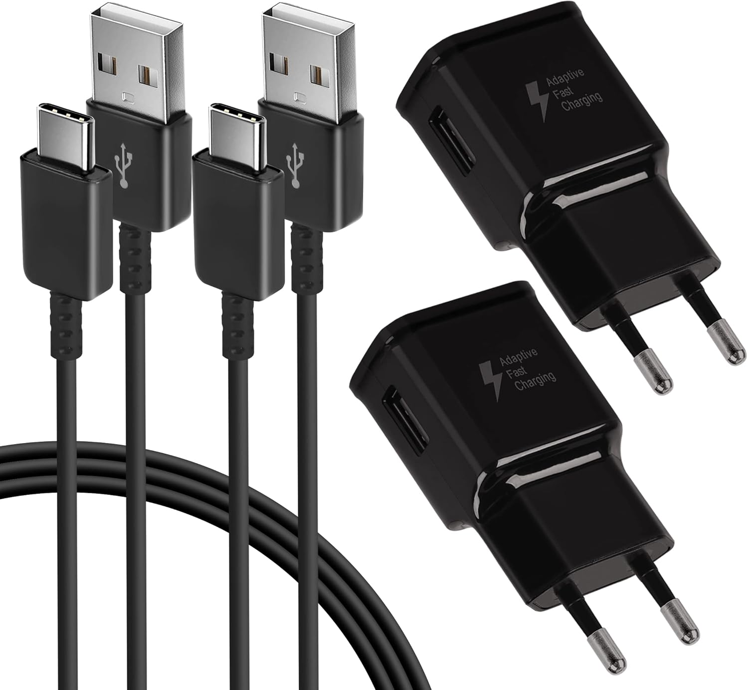 KAIMENGLONG 2 Stück Adaptives Schnellladegerät Netzteil mit 1,5 m USB Typ C Ladekabel für Samsung Galaxy S21/S20/S20+/S10/S10+/S10e/S9/S9+/S8/S8Plus/Edge/Active/Note 8/9