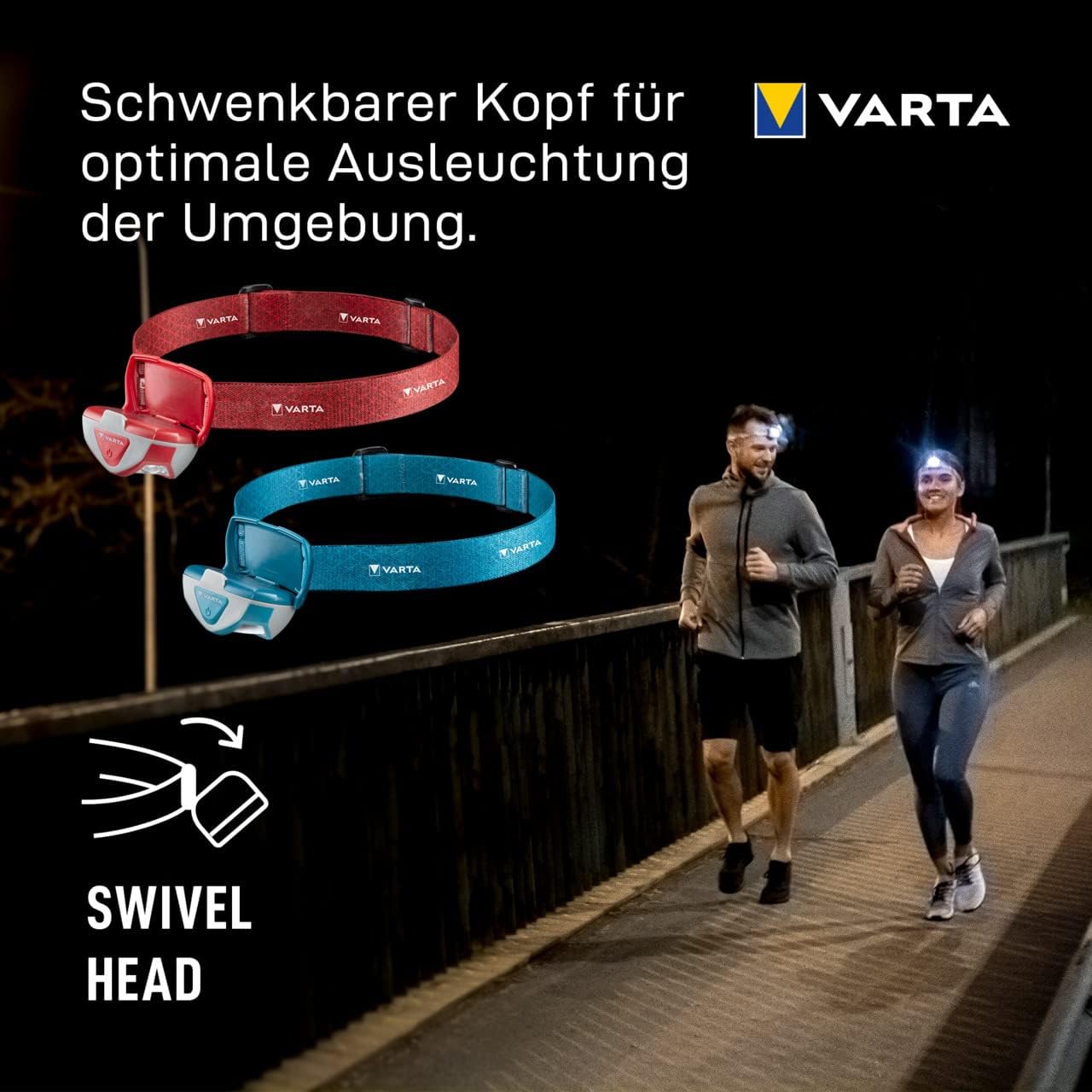 VARTA Outdoor Sports H20 Pro LED-Stirnlampe mit 3 x AAA-Batterien, 3 Leuchtmodi, spritzwassergeschützt, Dimmfunktion, mit schwenkbarem Kopf, rot – Bild 9