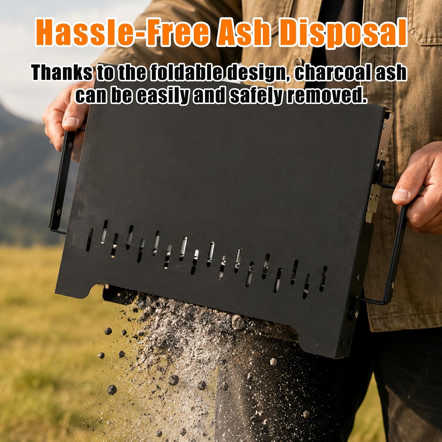 GFTIME Klappgrill mit Tasche, Holzkohlegrill, Tischgrill für Grillen im Freien, tragbarer faltbarer Grill aus Edelstahl mit Tragetasche für Camping, Picknick, Kochen im Garten und Terrasse – Bild 6