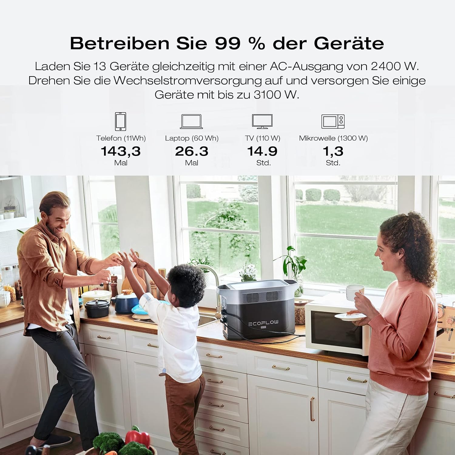 EF ECOFLOW Delta 2 Max Tragbares Kraftwerk 2048 Wh, LFP-Akku 3000 Zyklen, 80 % Ladung – Bild 2