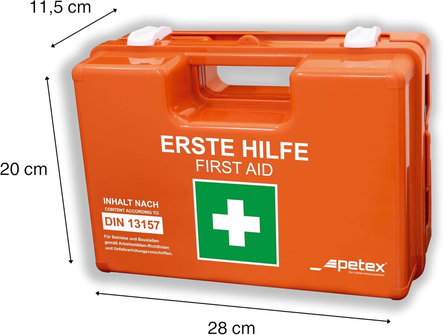 Petex Professional Professioneller Erste-Hilfe-Kasten DIN 13157 mit Wandhalterung Orange – Bild 2