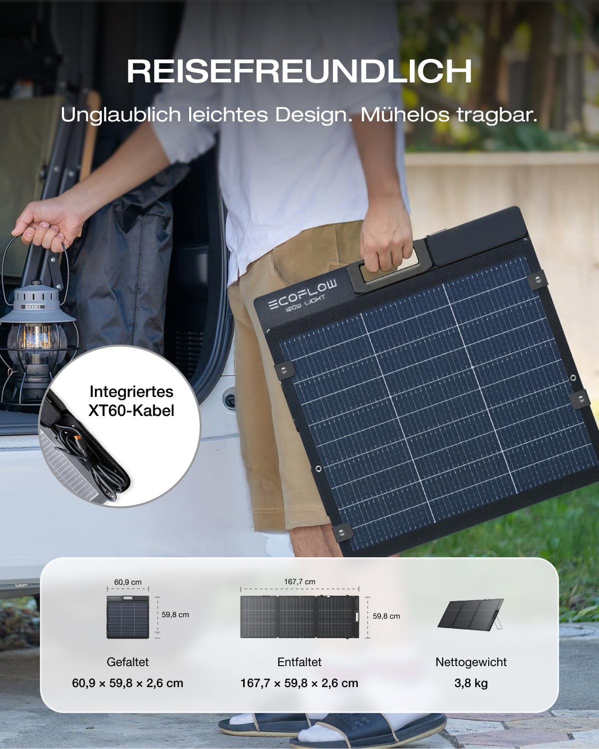 Ecoflow 160W Solarpanel, Solarpanels, faltbares Solarmodul für Delta & River Serie, tragbares Kraftwerk, Photovoltaikmodul, Solaranlage für Outdoor, Garten, Balkon, Wohnwagen, Camping – Bild 4