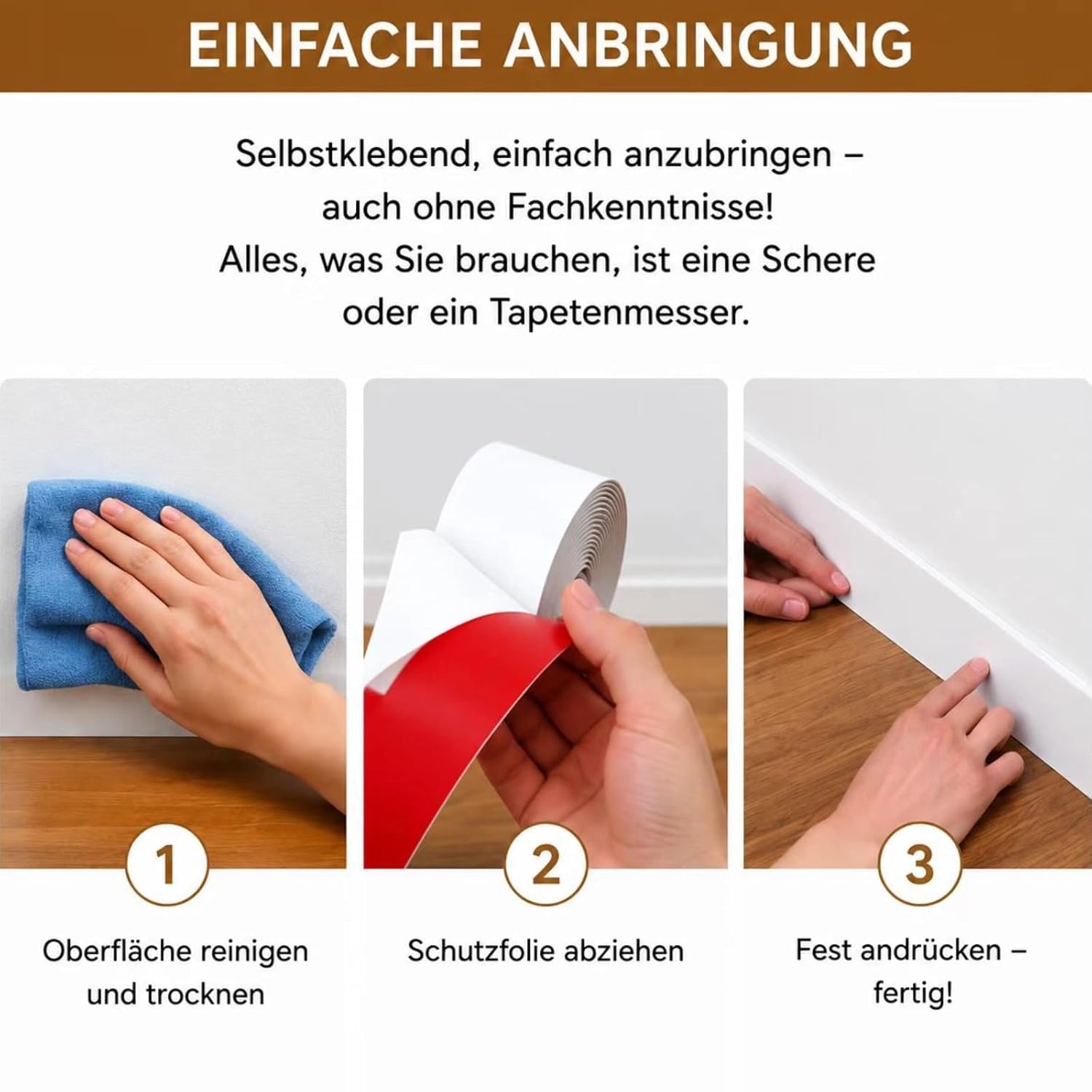 Weichsockelleiste Selbstklebend, 50x20mm (6M) PVC Weichsockelleiste Flexible Küchenabschlussleiste Sockelleiste Selbstklebende für Küche und Badezimmer – Bild 4