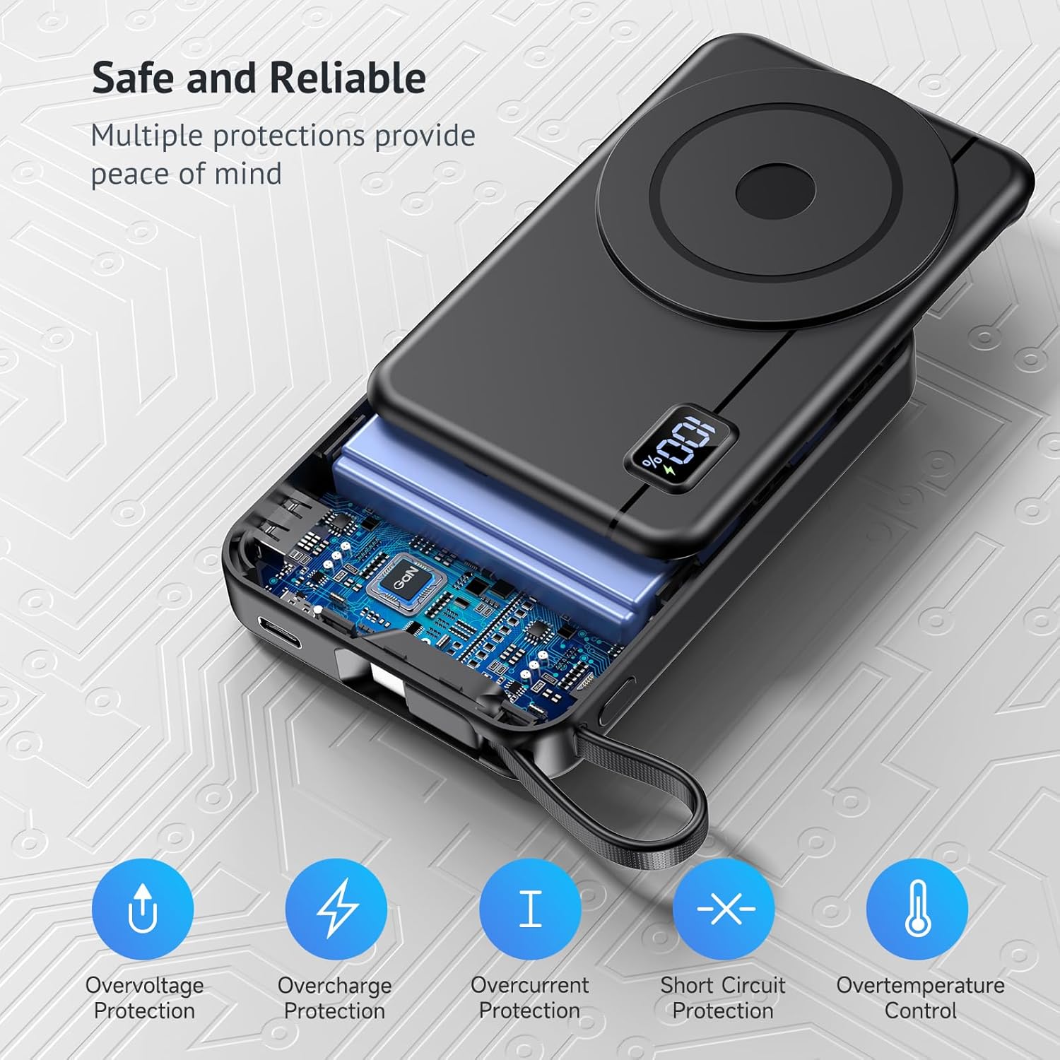 Powerbank für Magsafe10000 mAh 22,5 W magnetisch – Kabellose externe Handy-Akkus mit Typ-C-Eingang und -Ausgang USB-C, LED-Anzeige kompatibel mit iPhone 17 16 15 14 13 12 Pro Max-Serie – Bild 7