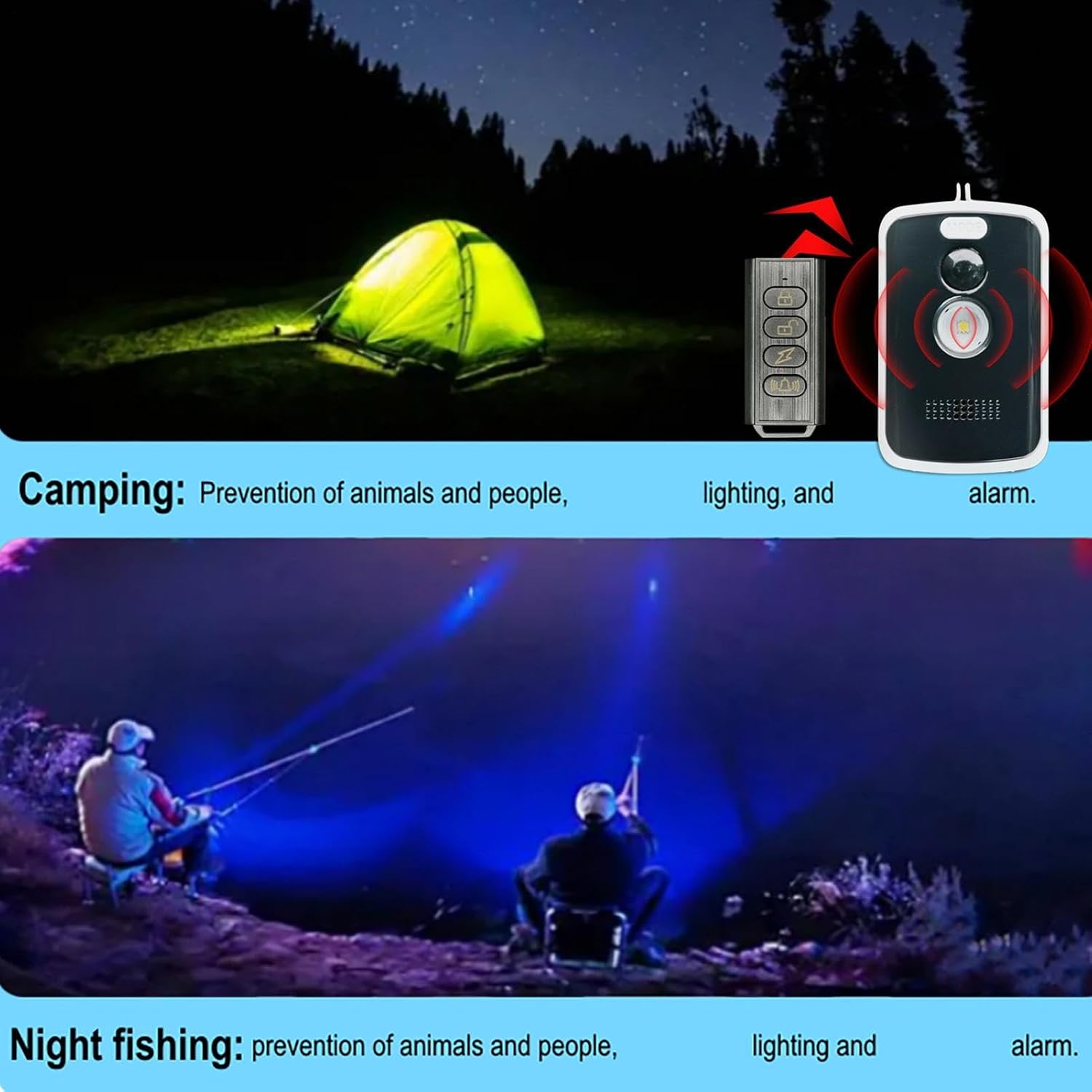 Bewegungsmelder-Alarm – Kabelloses Sicherheitsgerät, Auslösealarm | Vielseitiges Sicherheitswerkzeug, kompakt, tragbar, einfache Einrichtung für Camping, Nachtangeln, Outdoor, Perimeter und – Bild 6