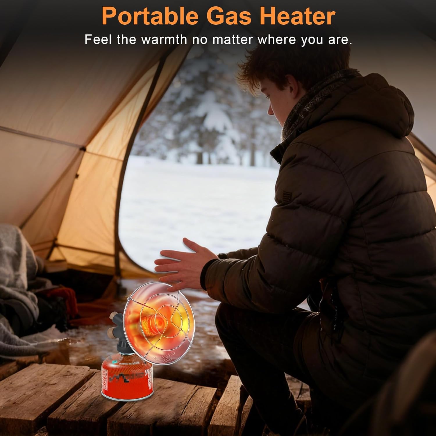Tragbarer Gasheizer, Ragable-Zeltheizer Gas15000 12500 10000 BTU 3-stufiger Heizer mit elektrischer Zündung, faltbarer Sockel, kompatibel mit 28 UNEF-Flaschengas zum Angeln, Wandern, Jagen, Rucksackreisen – Bild 6