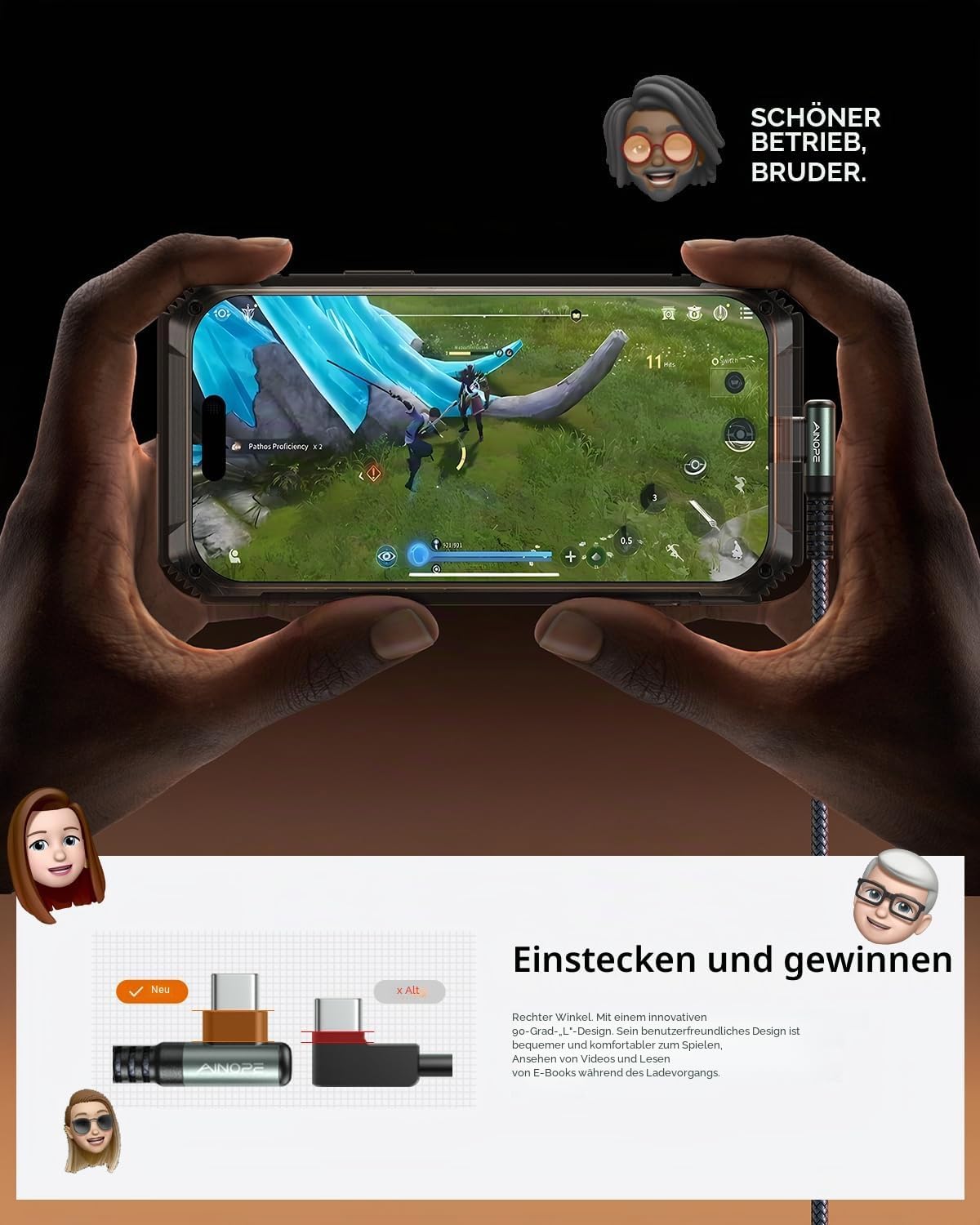 2 Stück USB C Kabel 3,1A Schnellladung, AINOPE (2M + 2M) Ladekabel USB C Winkel Langlebiges Nylon geflochtenes USB A auf USB C Ladekabel für Samsung S20 S9 S8 Plus S10 Note 10 9 8 V30 V20 G6 – Bild 6