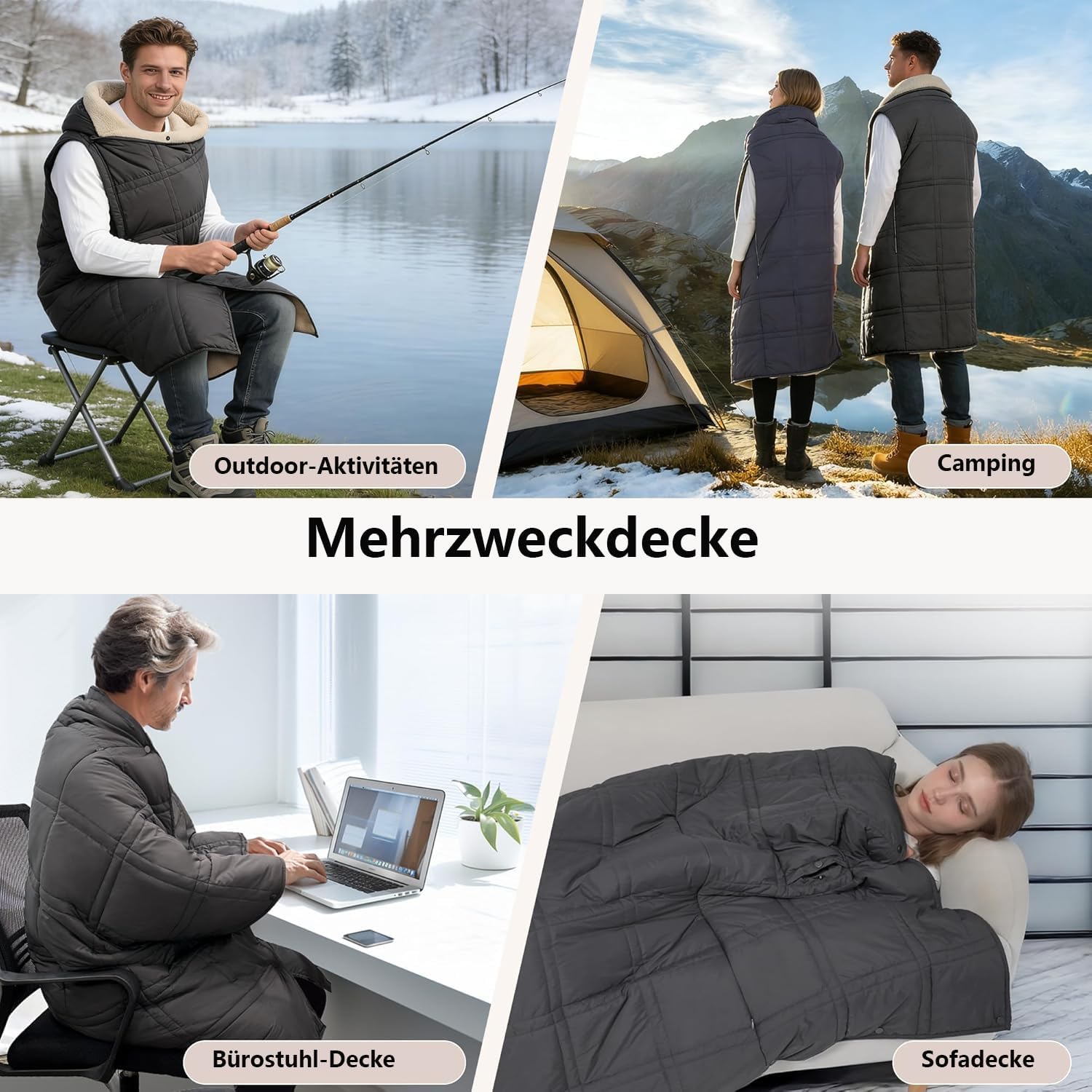 Kabellose Heizdecke mit 7,4-V-Akku für Damen und Herren, elektrisches Wärmekissen, tragbarer Heizschal für Zuhause, Büro, Reisen, Wandern – Bild 4