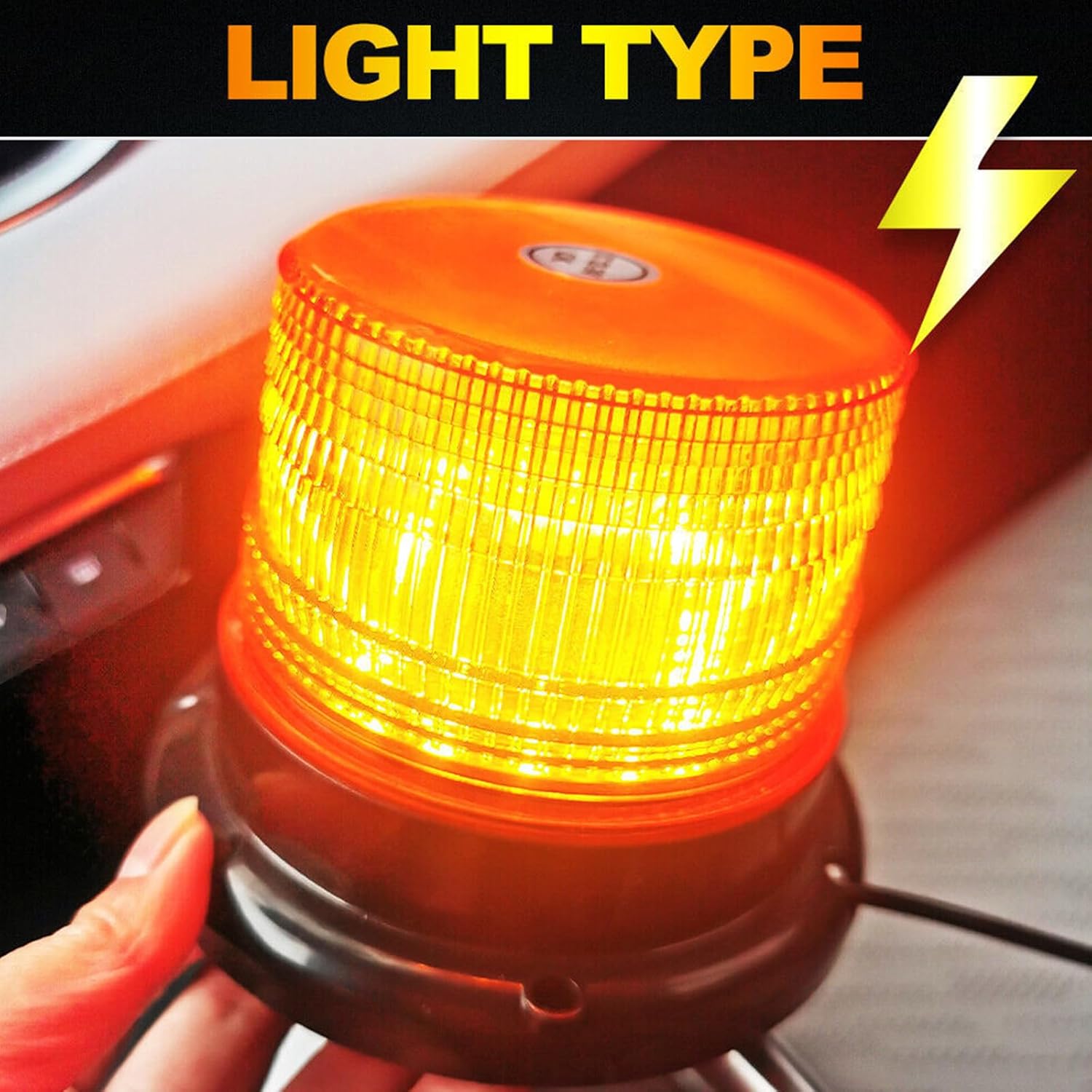 40 LEDs Rundumleuchte, 12V 24V Gelbes Warnlicht LED Magnetisch, 360° Blinklicht Stroboskop mit Magnetisch, Warnlicht mit Magnetsockel, Notfallblinklampe Magnetisches gelbes Licht für Auto, LKW, Traktor, Golfwagen SUV – Bild 4