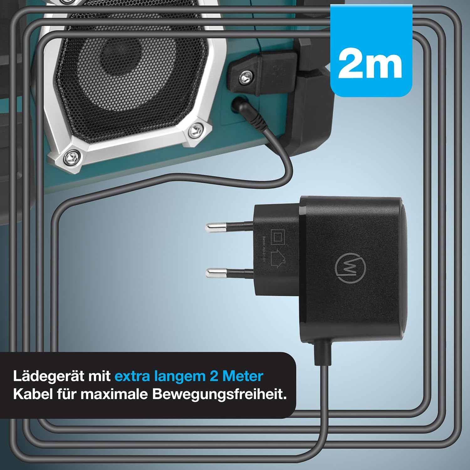 Wicked Chili 2m Netzteil für Makita Radio DMR 116 112 112W 110 109 108 107 106 BMR 105 104 103 102 ersetzt Original Makita Ladegerät Ladekabel SE00000101 SE00000078 SE00000265 (rrrrfrefrefree) – Bild 3