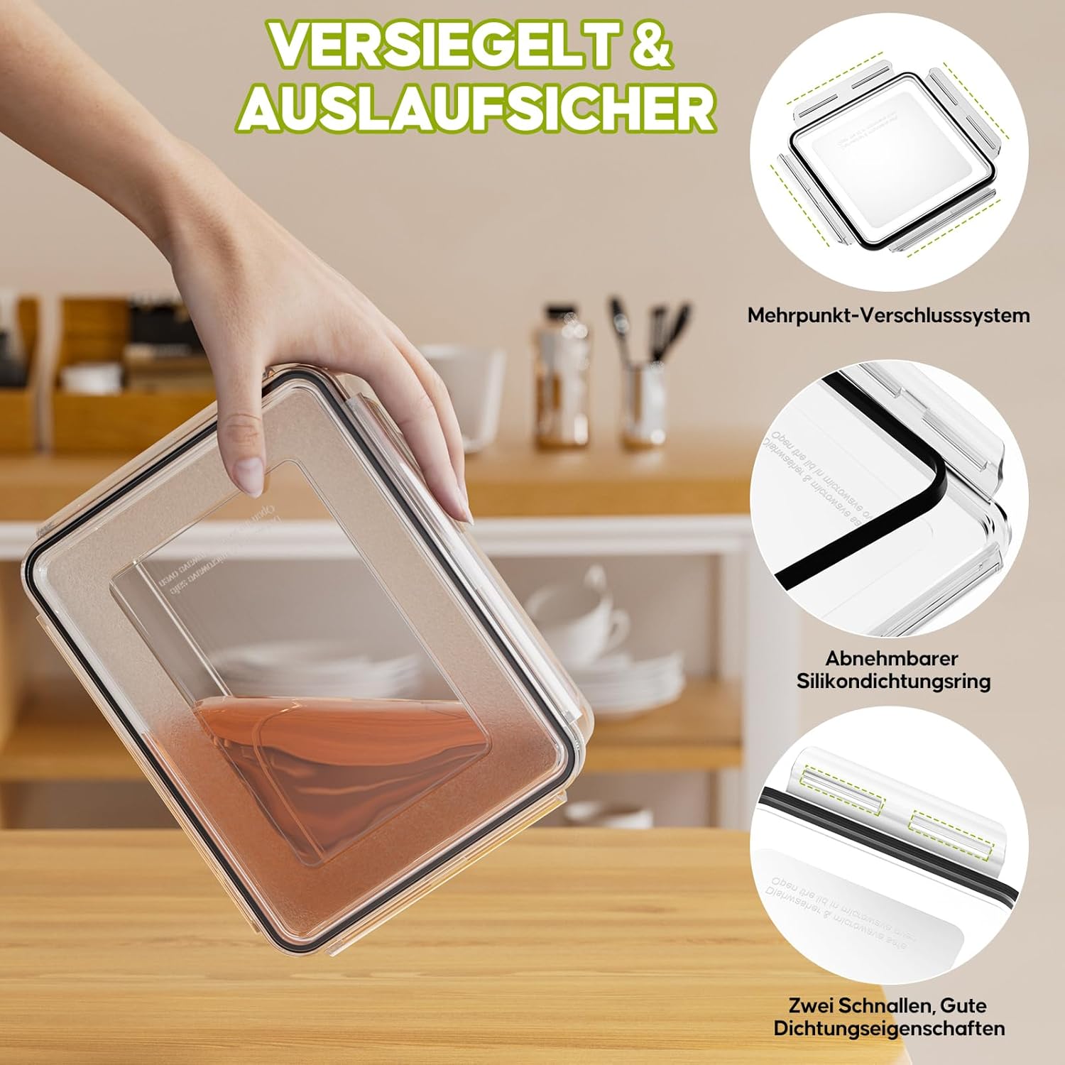 Wwtop 42 Frischhaltedosen mit Deckel, Vorratsdosen-Set (21 Behälter + 21 Deckel), Meal-Prep-Boxen, auslaufsichere Aufbewahrungsbox mit Deckel, Küche für Mikrowelle, Kühlschrank, BPA-frei – Bild 3