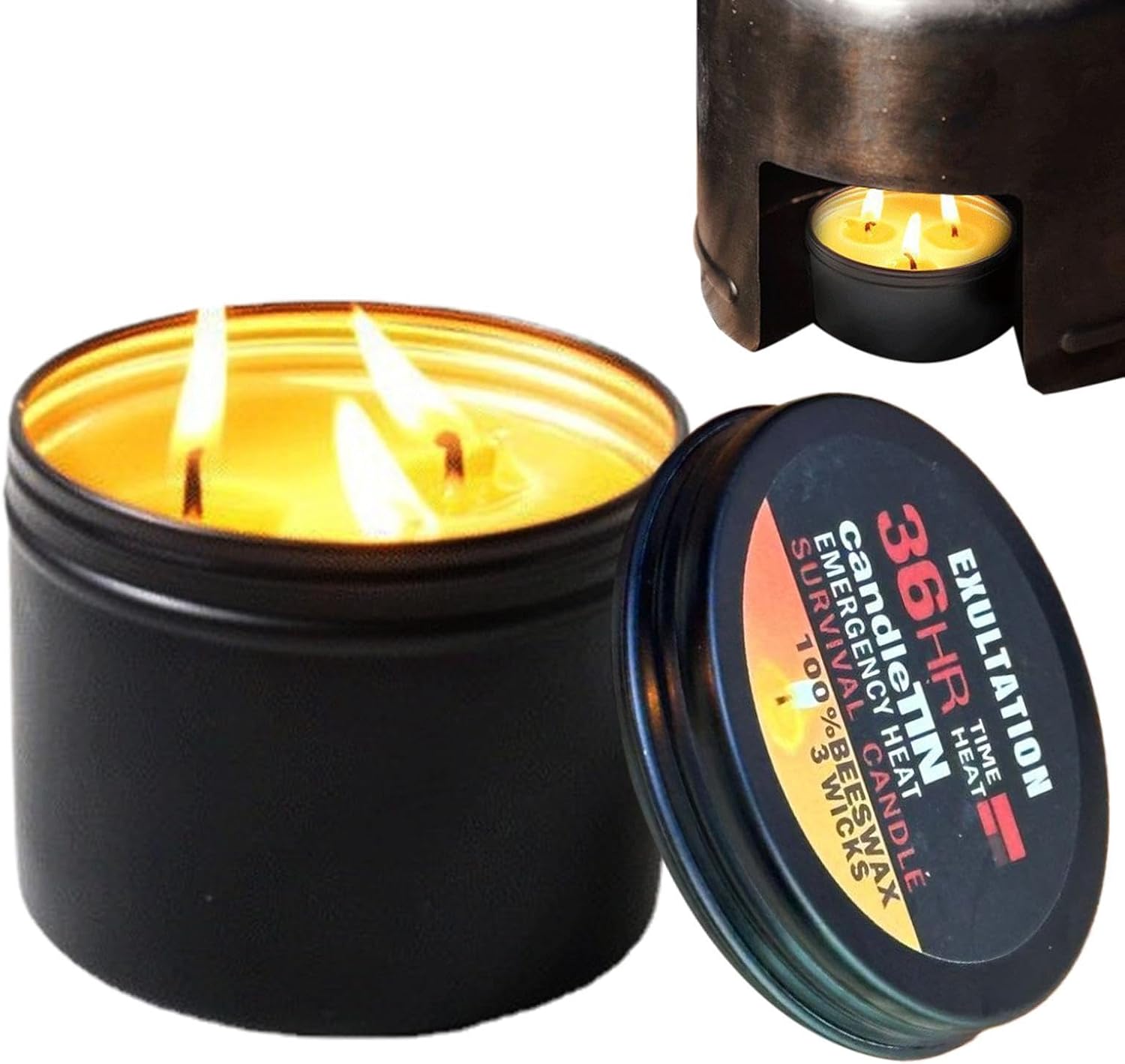 3er-Pack Überlebenskerzen, lange Brenndauer, winddichte Kerzen mit einer Brenndauer von 36 Stunden, Notfallkerzen in Blechdose, für Wandern, Reisen, Camping, Stromausfall – Bild 9
