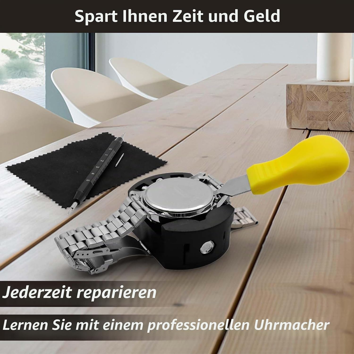 Professionelles Uhrenreparaturset, GLDCAPA Uhrenreparaturwerkzeuge mit Tragetasche, Werkzeug zum Entfernen von Uhrengliedern, Uhrengehäuseöffner, Uhrenpressenset mit 60 Uhrenbatterien – Bild 7