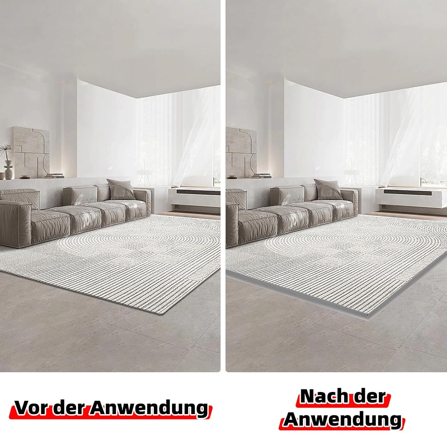 Selbstklebende Randleiste für Teppiche, 3m PVC Übergangsleiste Boden, Übergangsleiste von Teppich zu Holzboden, Selbstklebende Fußmatten Randleiste für Türkanten, Teppiche, Treppen (Grau) – Bild 4