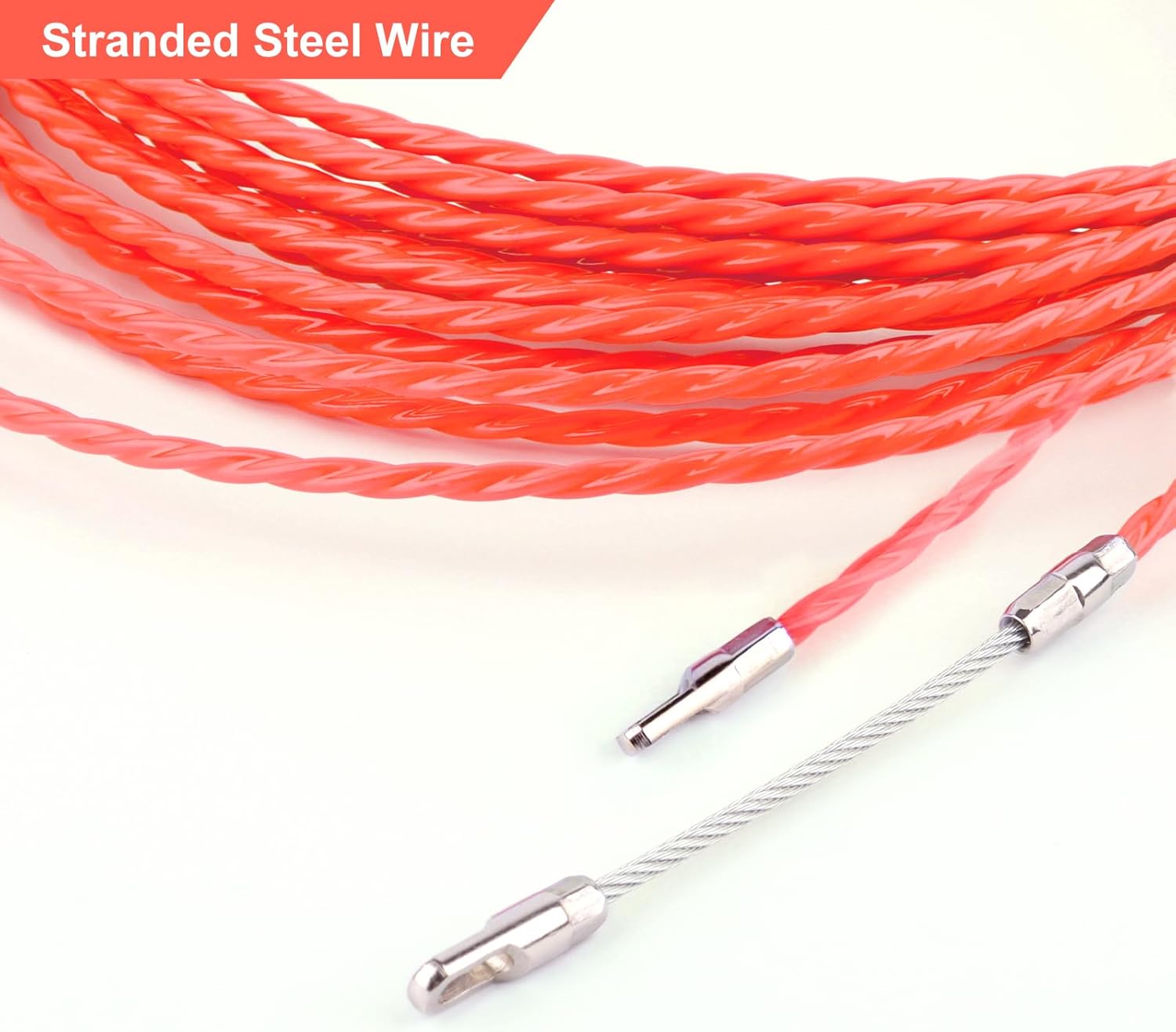 10 m einziehbares Spiralkabel, Einziehhilfe, RISVOWO Polyester-Einziehdraht mit 2 Führungsfedern, einziehbares Band, φ4,5 mm, 4,5 mm Durchmesser, elektrischer Drahtzieher, Elektriker, Nadel, Spiralbindung, flexibel – Bild 3