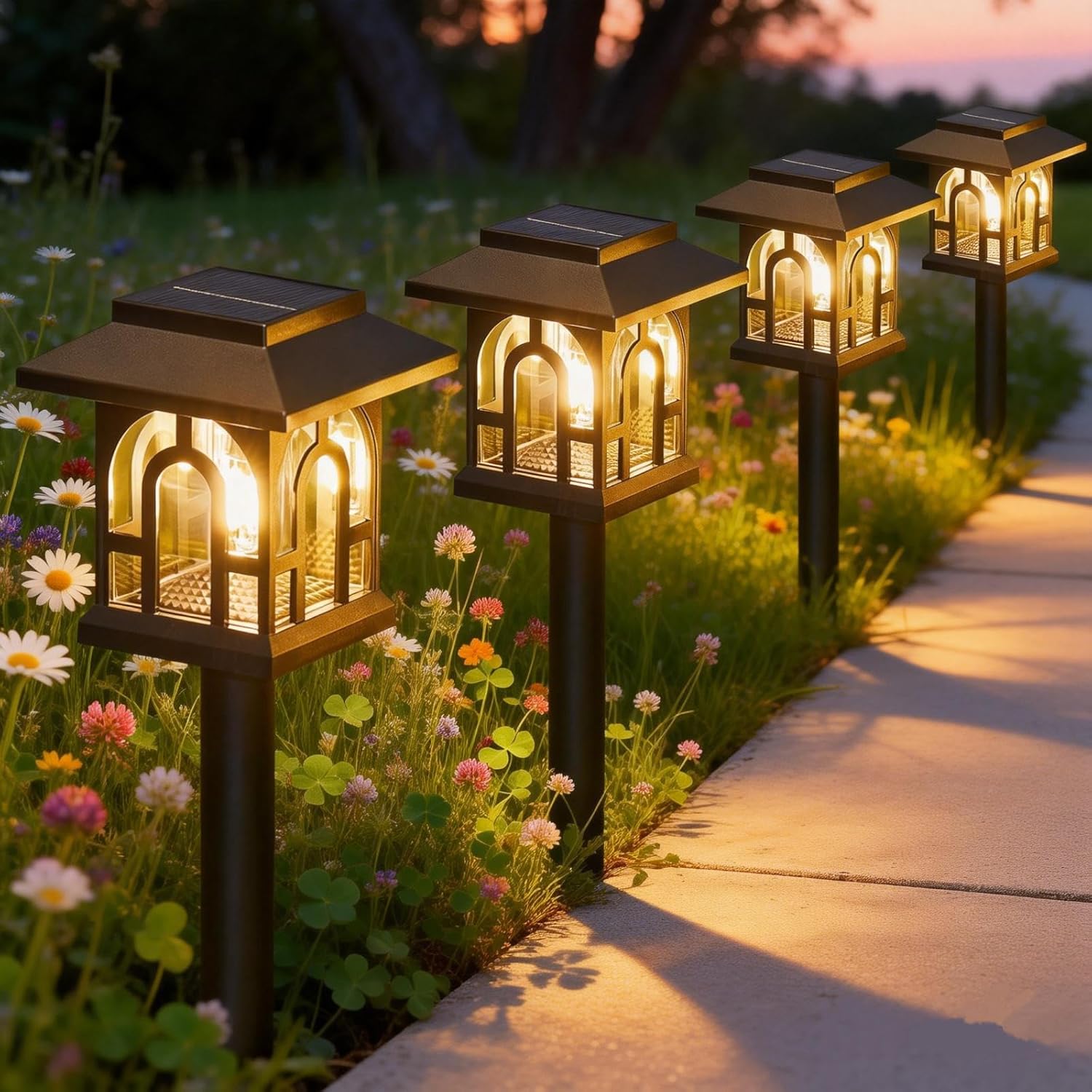 8 Stück Solarleuchten für den Garten im Freien, 3000 K warmweiße Solarleuchten für den Außenbereich, IP65 wasserdichte LED-Solar-Gartenleuchten für den Außenbereich, Hof, Weg, Terrasse, Rasen, Balkondekoration