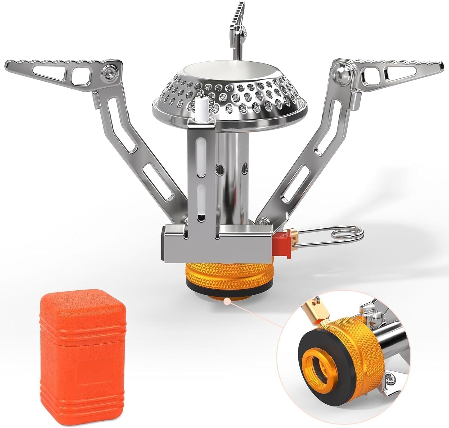 Gas-Campingkocher, 3000 W, Gaskocher mit Piezo-Zündung, winddichter Gas-Campingkocher, kleiner tragbarer faltbarer Gasbrenner, Campingkocher für Picknick, Trekking, Wandern im Freien