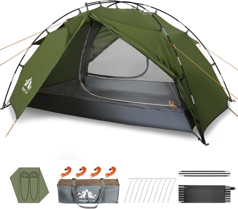 Night Cat Camping Zelt 2 Personen: Wasserdichtes Campingzelt 2 Man Zente Zwei Schichten Einfache Einstellung Leicht Für Trekking Wandern Garten