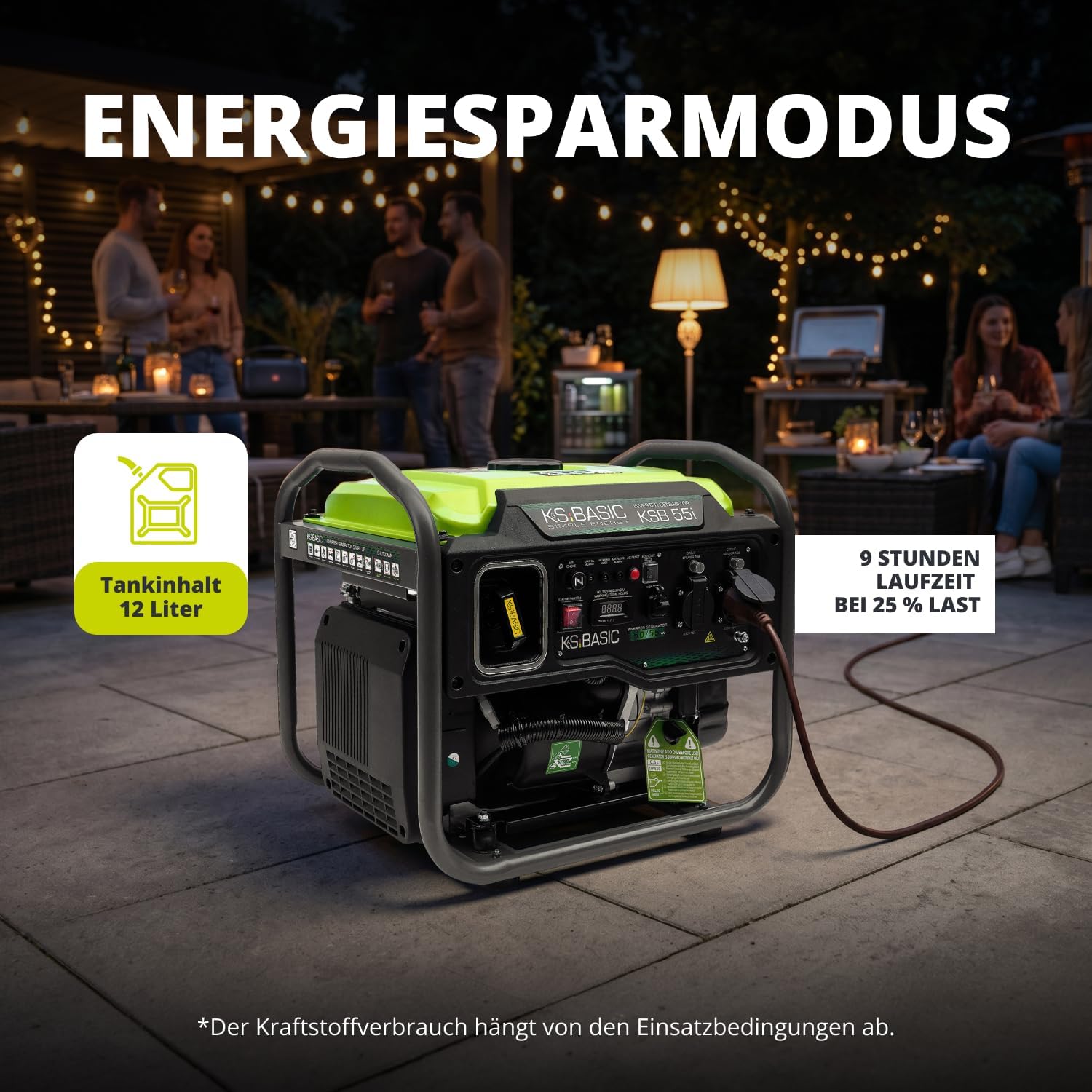 K&S Basic 30i Inverter-Generator 2800 W, 3000 W maximal, kompakter Notstromgenerator Benzin, reine Sinuswelle, Stromerzeuger mit Eco-Modus, für Heim-, Camping- und Werkstattarbeiten, Euro 5 – Bild 4