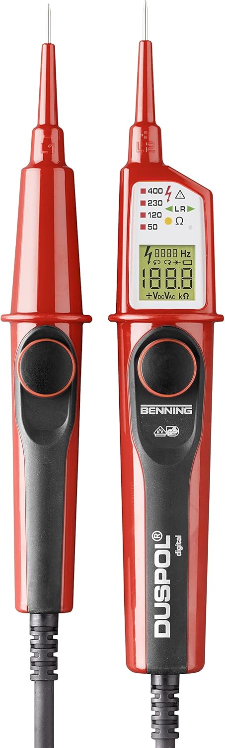 Benning Duspol Digitaler Spannungs- und Durchgangsprüfer mit Benning-Tasche für Spannungsprüfer