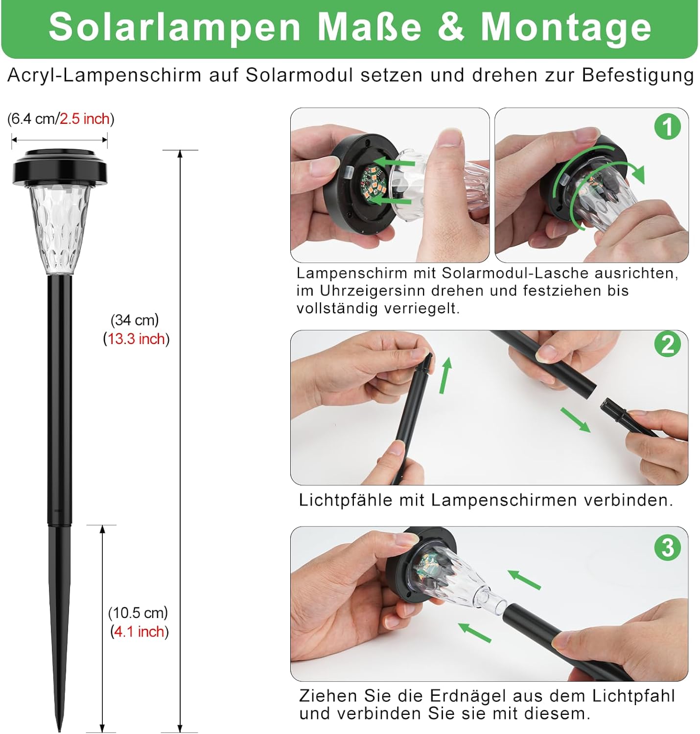 FIFlying Solarleuchten für den Garten im Freien, 6 Stück, warmweiße LED-Solarleuchten, Garten-Dekorationsbeleuchtung, IP65 wasserdichte Solarlampe für Garten, Außenbereich, Terrasse, Rasen, Hof, Wege – 3000 K – Bild 5
