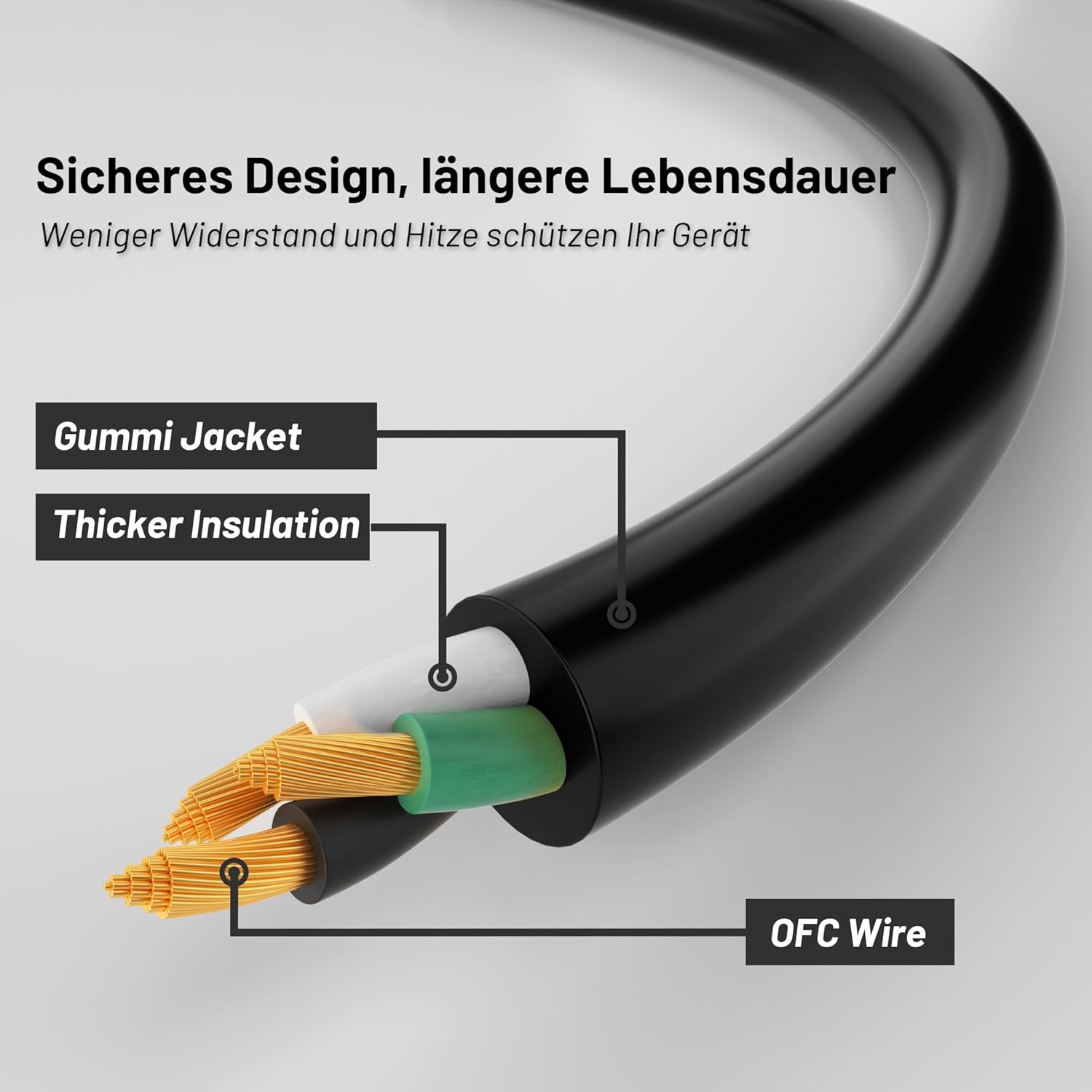 Gummi-Verlängerungskabel 25 m, Außenkabel, Kabelverlängerungen mit Schutzkontaktstecker, Schuko-Verlängerung 16 A/250 V, schwarz, H05RR-F 3G 1,5 mm² – Bild 4
