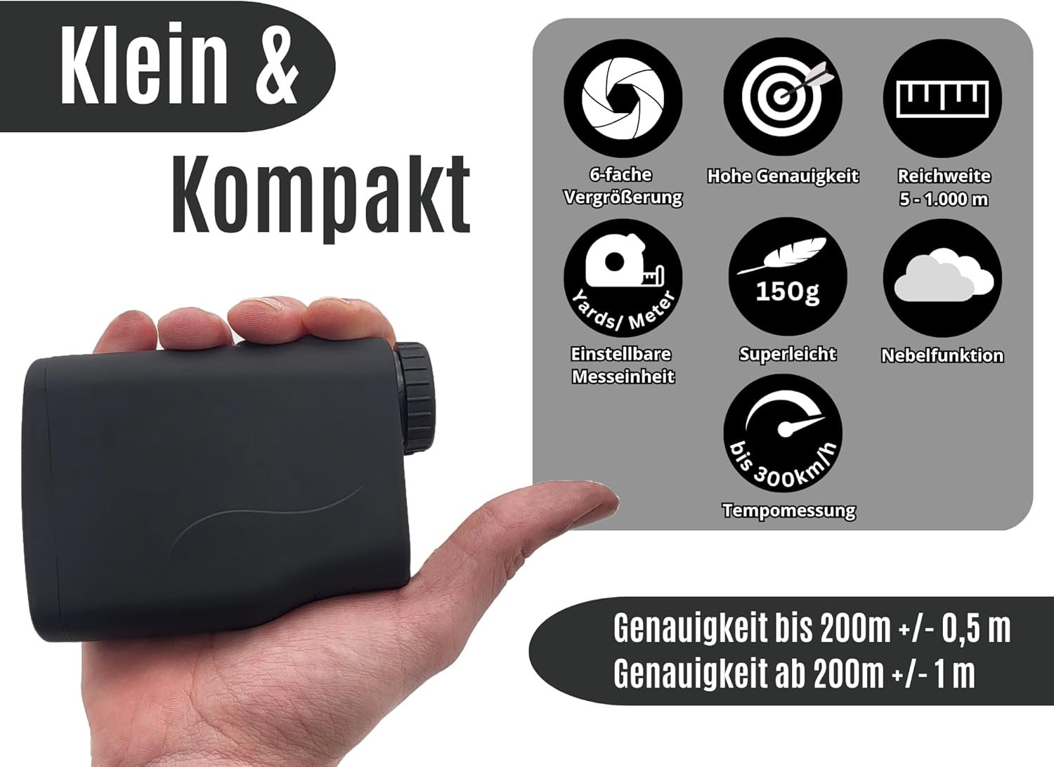 Pro X7 Laser-Entfernungsmesser mit induktiver Ladestation, Jagd, Golf, Entfernungsmesser bis 600 m, Geschwindigkeitsmessung, Schwarz – Bild 2